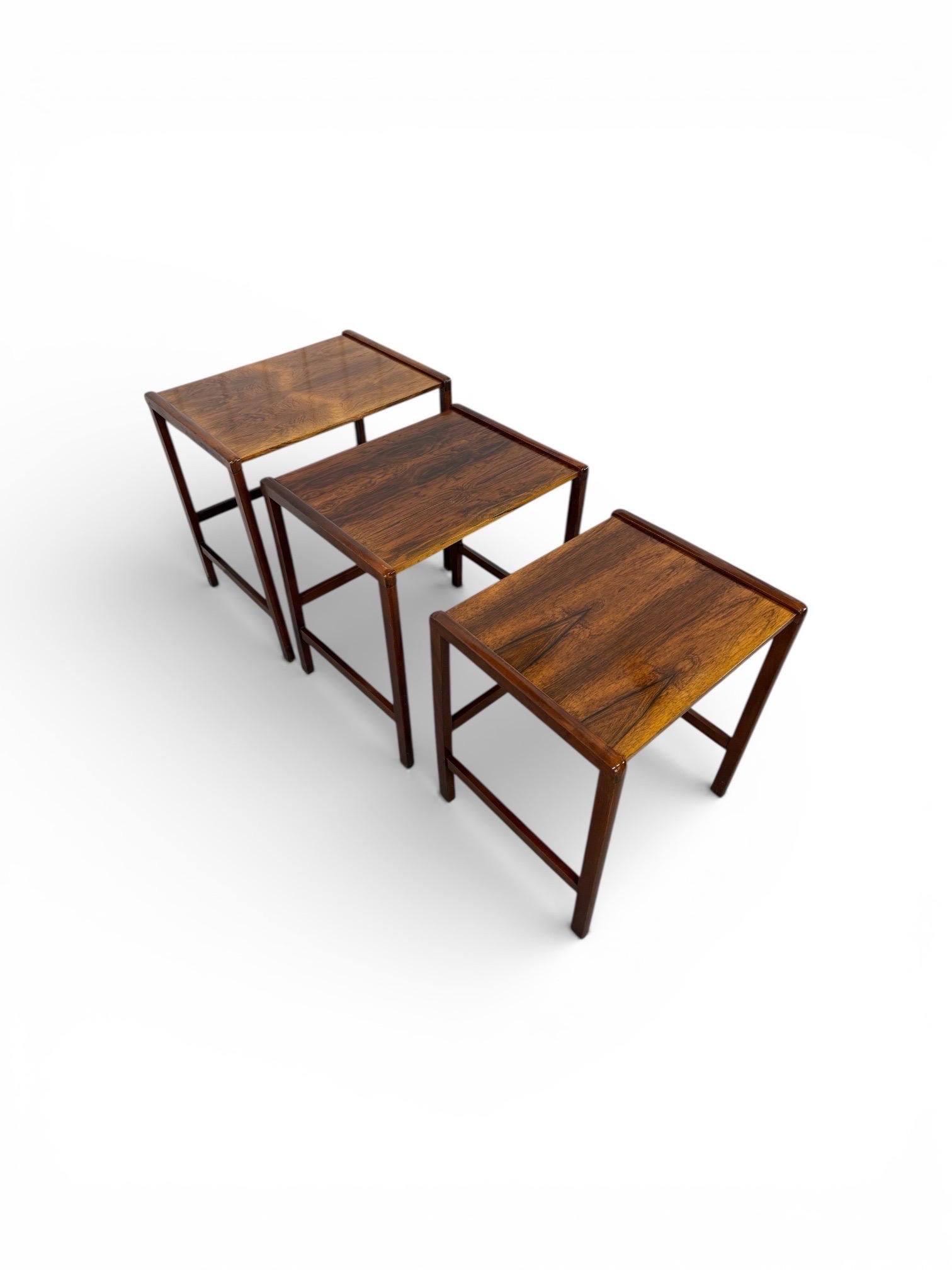 Mid-Century Danish Modern Rosewood Nesting Tables - Set of 3