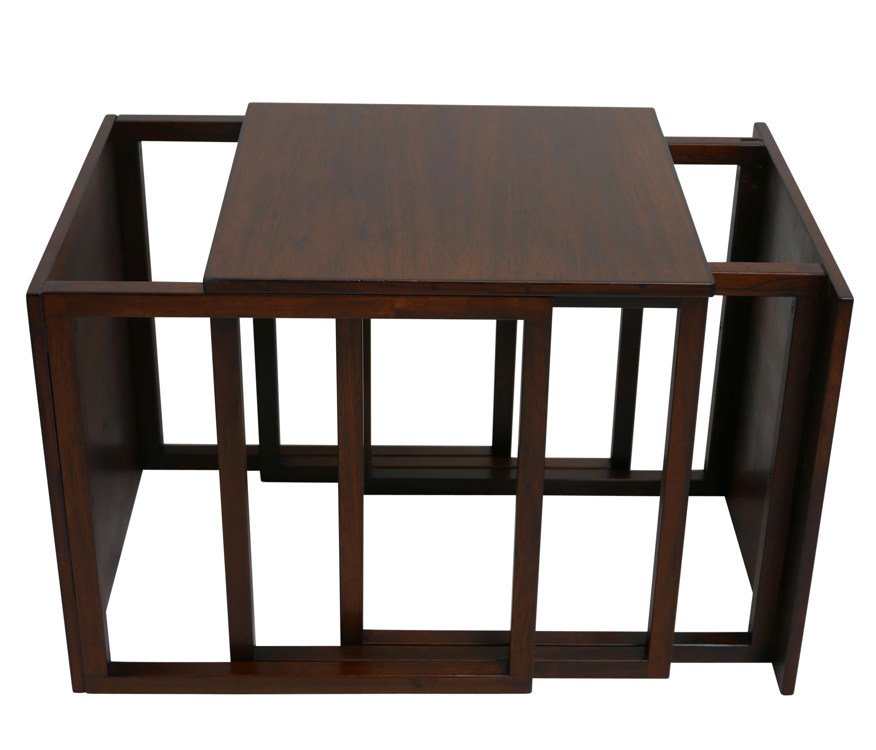 Dänische Modern Rosewood Nisttische aus der Jahrhundertmitte, Satz mit drei Tischen im Zustand „Gut“ im Angebot in San Francisco, CA