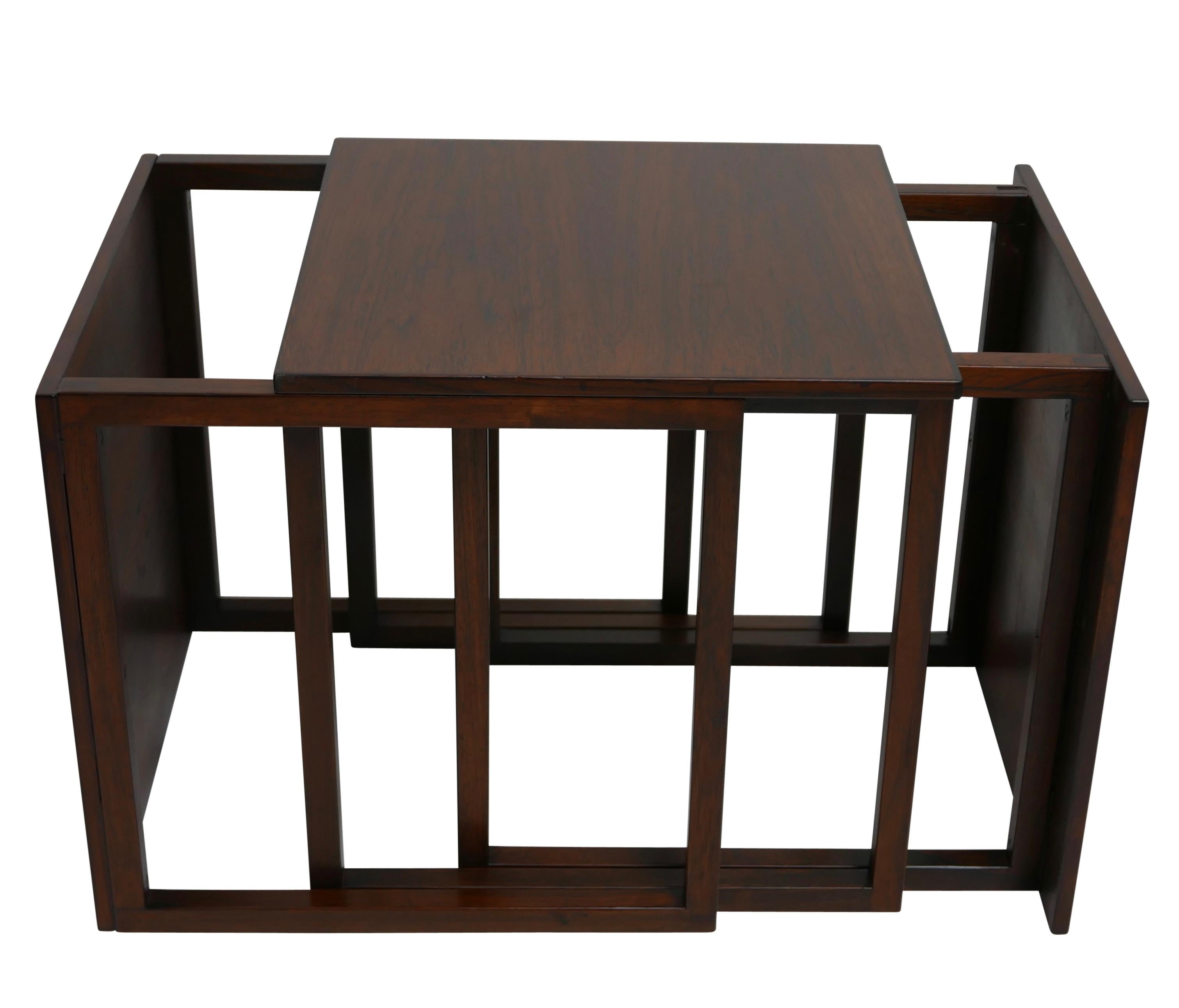 Midcentury Danish Modern Rosewood Nesting Tables, Set of Three In Good Condition For Sale In San Francisco, CA