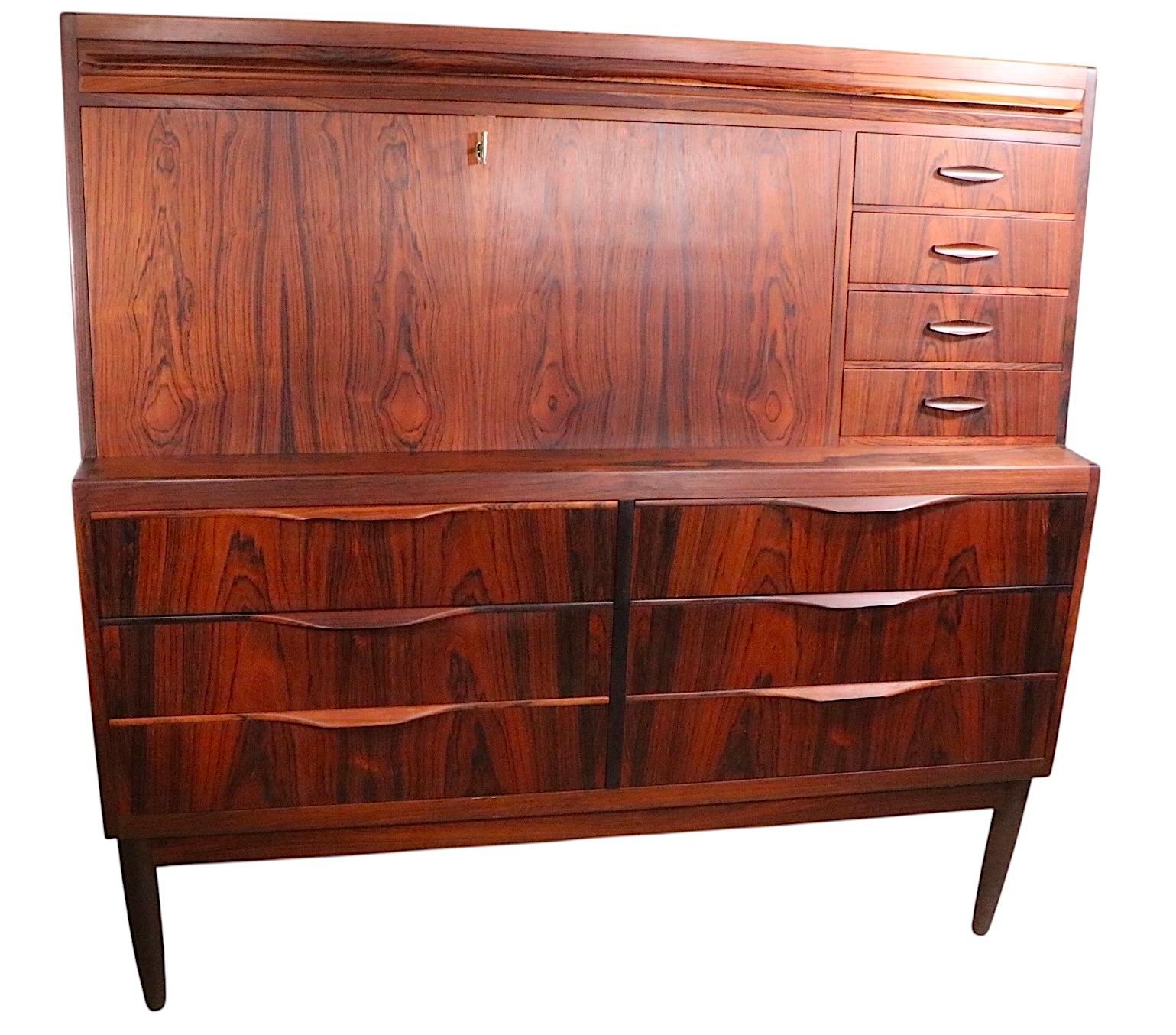 Mid Century Danish Modern Rosewood  Secretary Desk by Erling Torvits For Sale 6