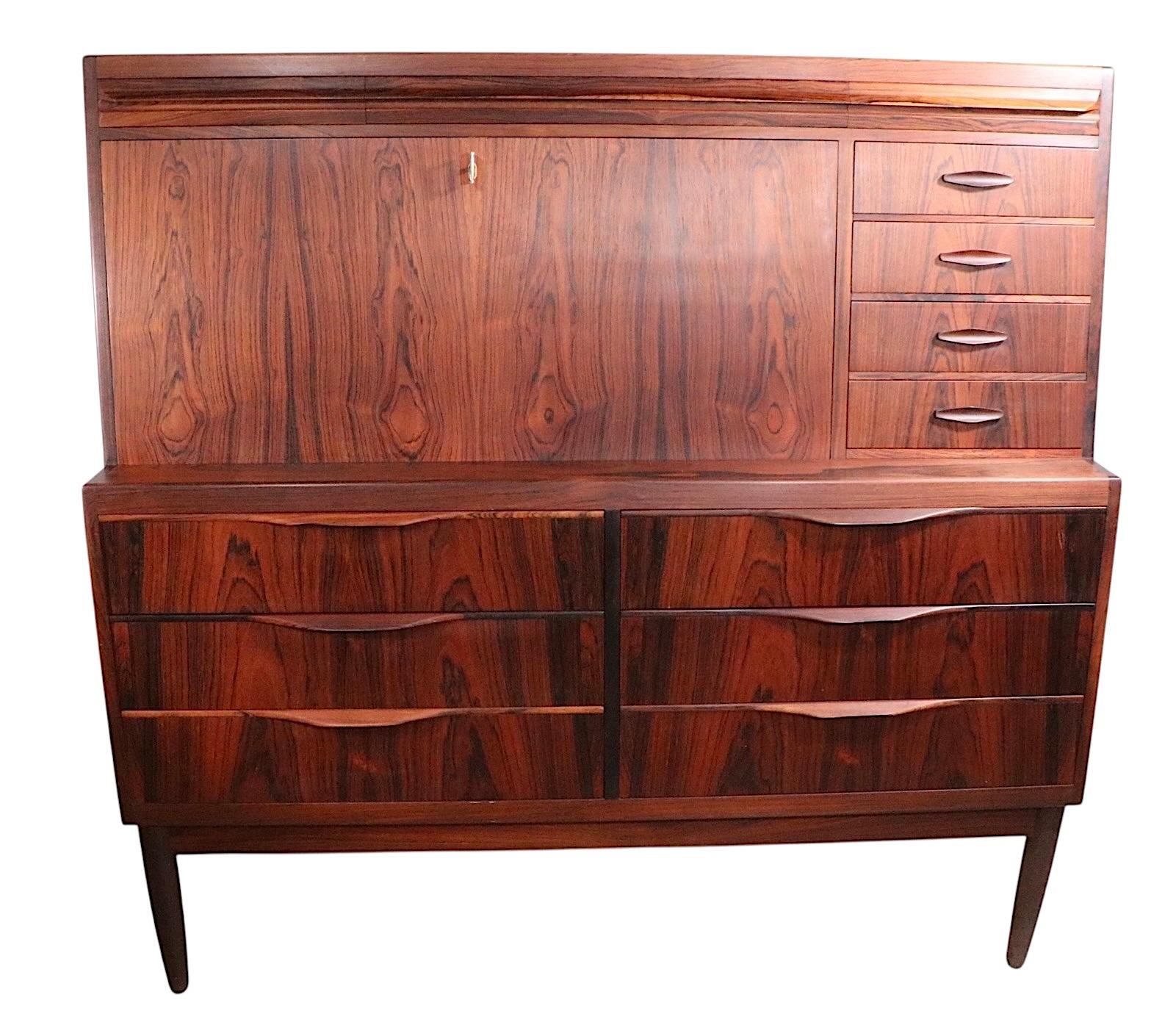 Mid Century Danish Modern Rosewood  Secretary Desk by Erling Torvits For Sale 7