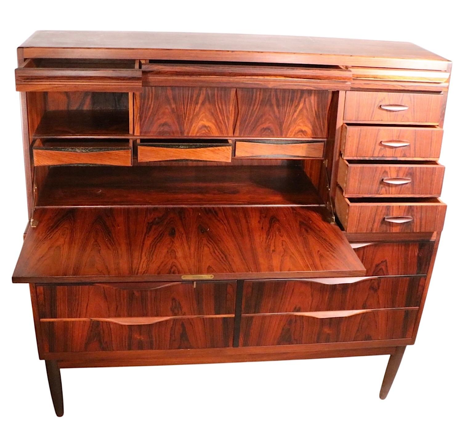Mid Century Danish Modern Rosewood  Secretary Desk by Erling Torvits For Sale 10