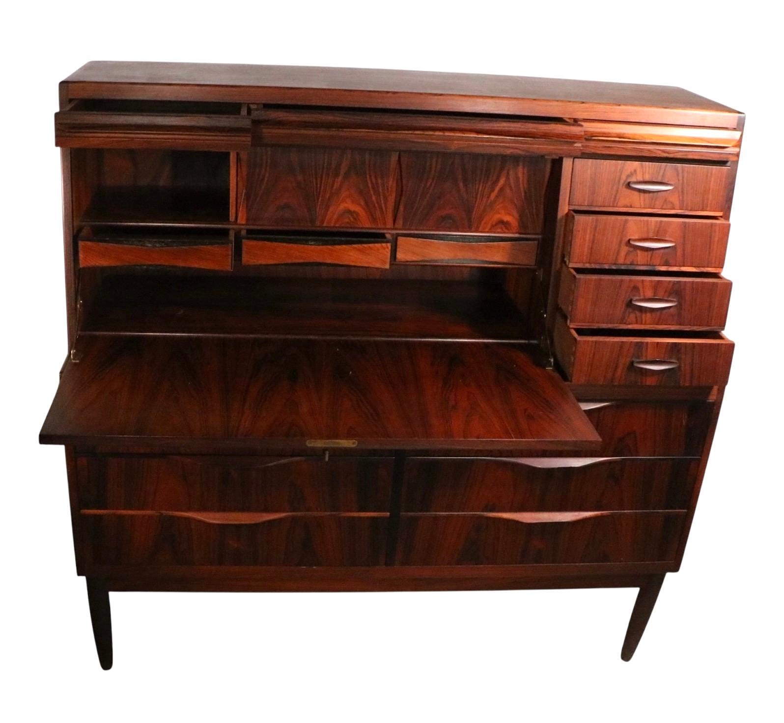 Mid Century Danish Modern Rosewood  Secretary Desk by Erling Torvits For Sale 11