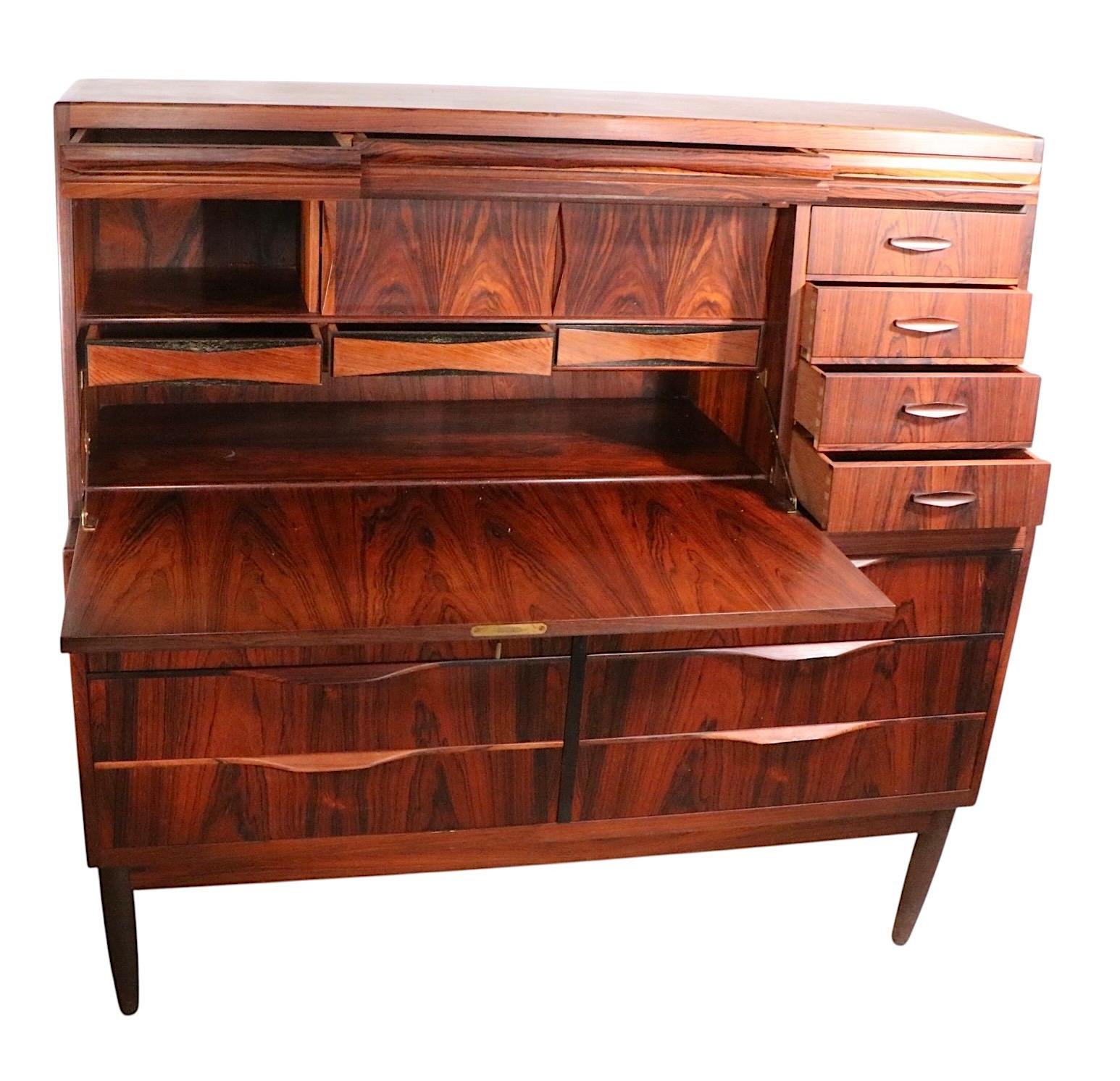 Mid Century Danish Modern Rosewood  Secretary Desk by Erling Torvits For Sale 12