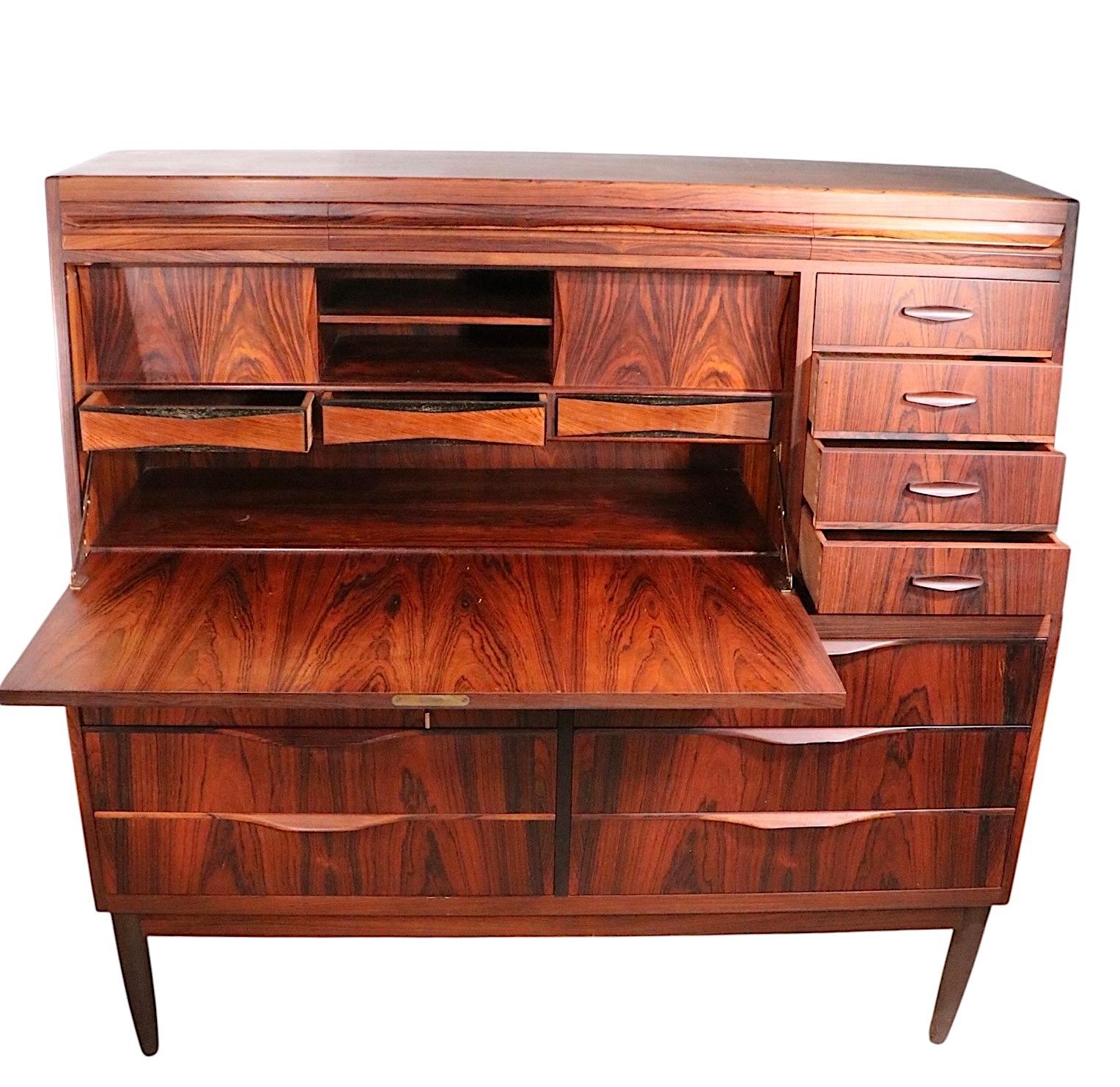 Mid Century Danish Modern Rosewood  Secretary Desk by Erling Torvits For Sale 13