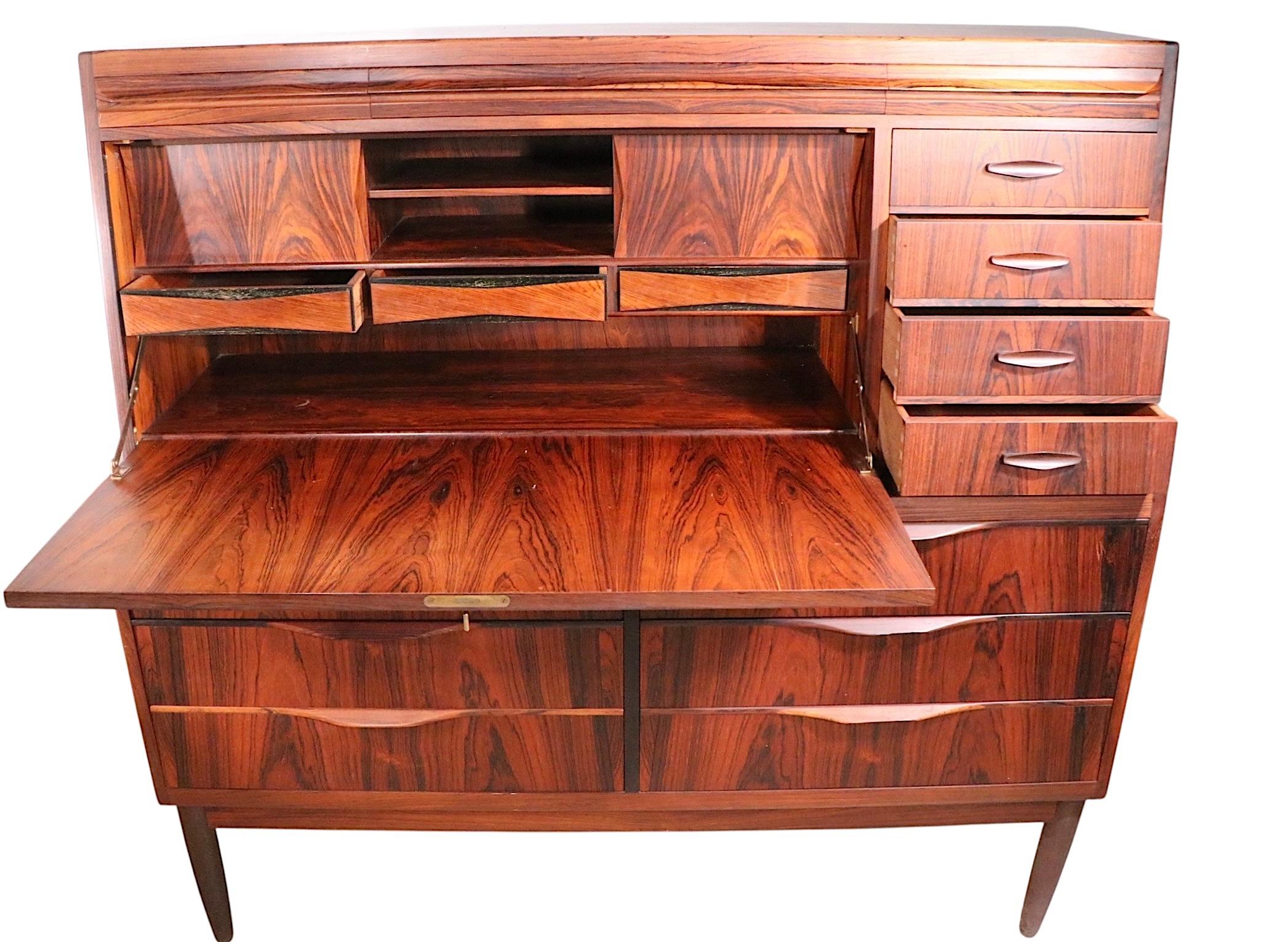 Mid Century Danish Modern Rosewood  Secretary Desk by Erling Torvits For Sale 14