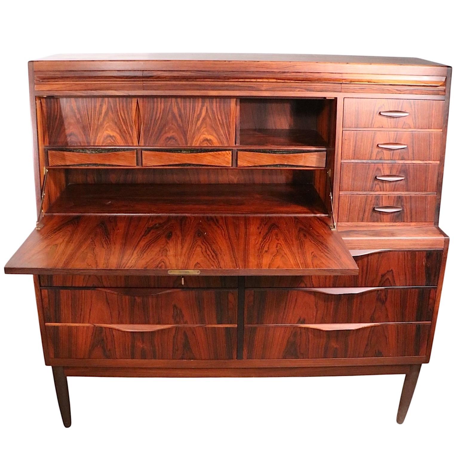 20th Century Mid Century Danish Modern Rosewood  Secretary Desk by Erling Torvits For Sale