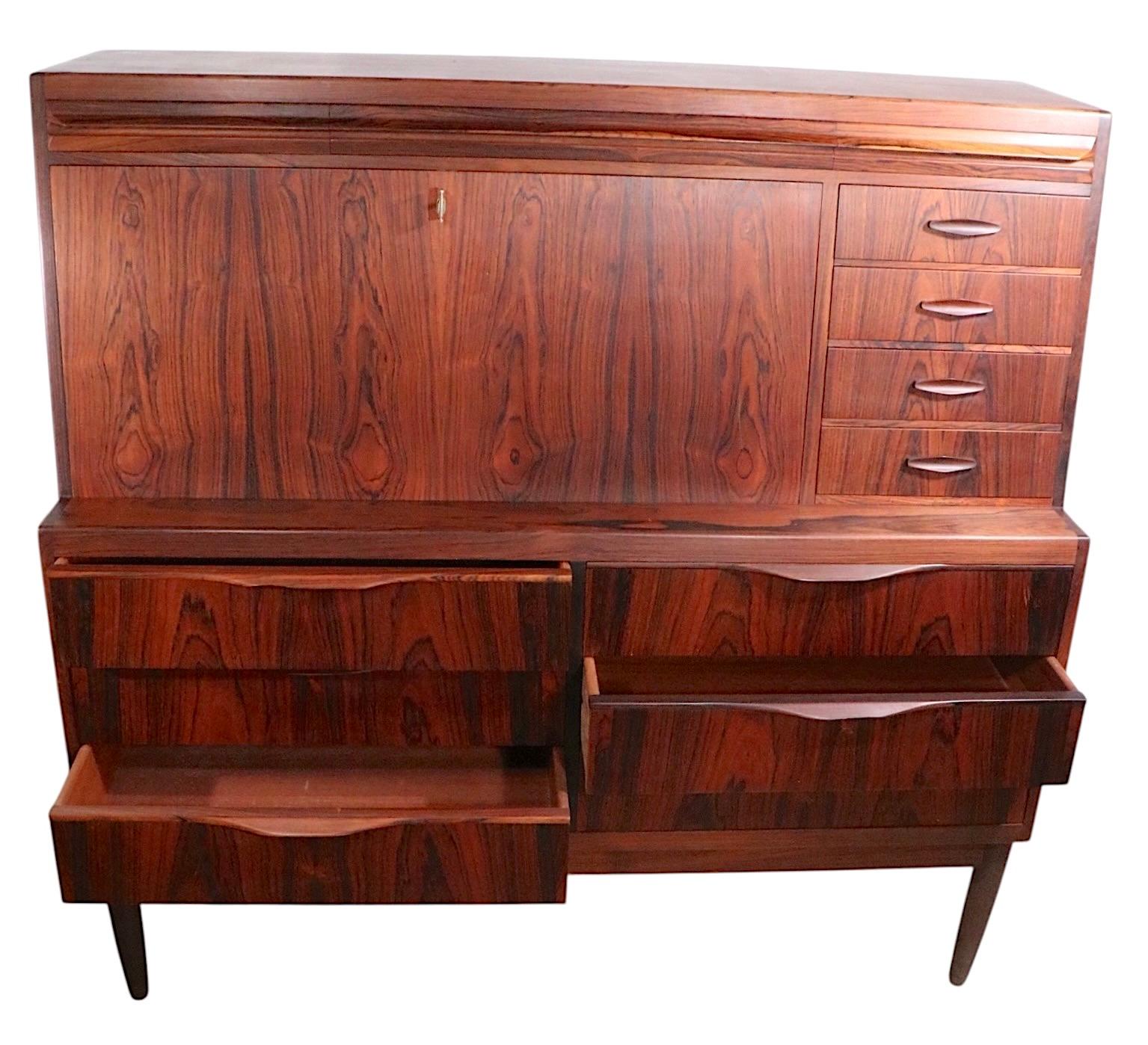 Mid Century Danish Modern Rosewood  Secretary Desk by Erling Torvits For Sale 2