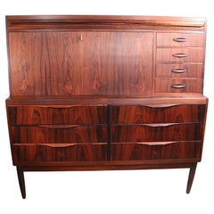 Mid Century Danish Modern Rosewood  Secretary Desk by Erling Torvits