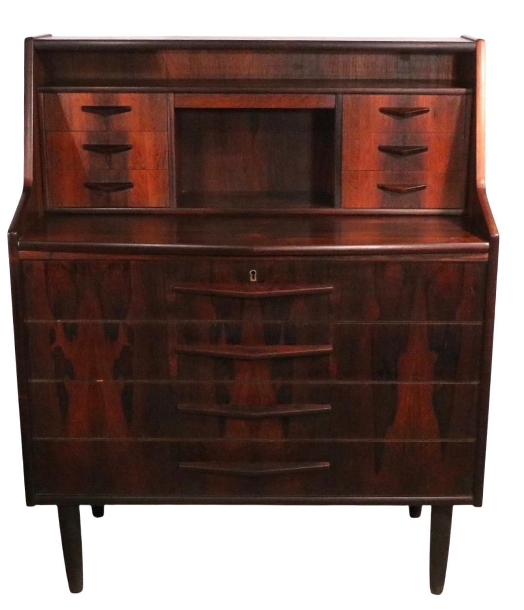 Mid Century Danish Modern Rosewood Secretary Desk by Toften c. 1950's For Sale 6