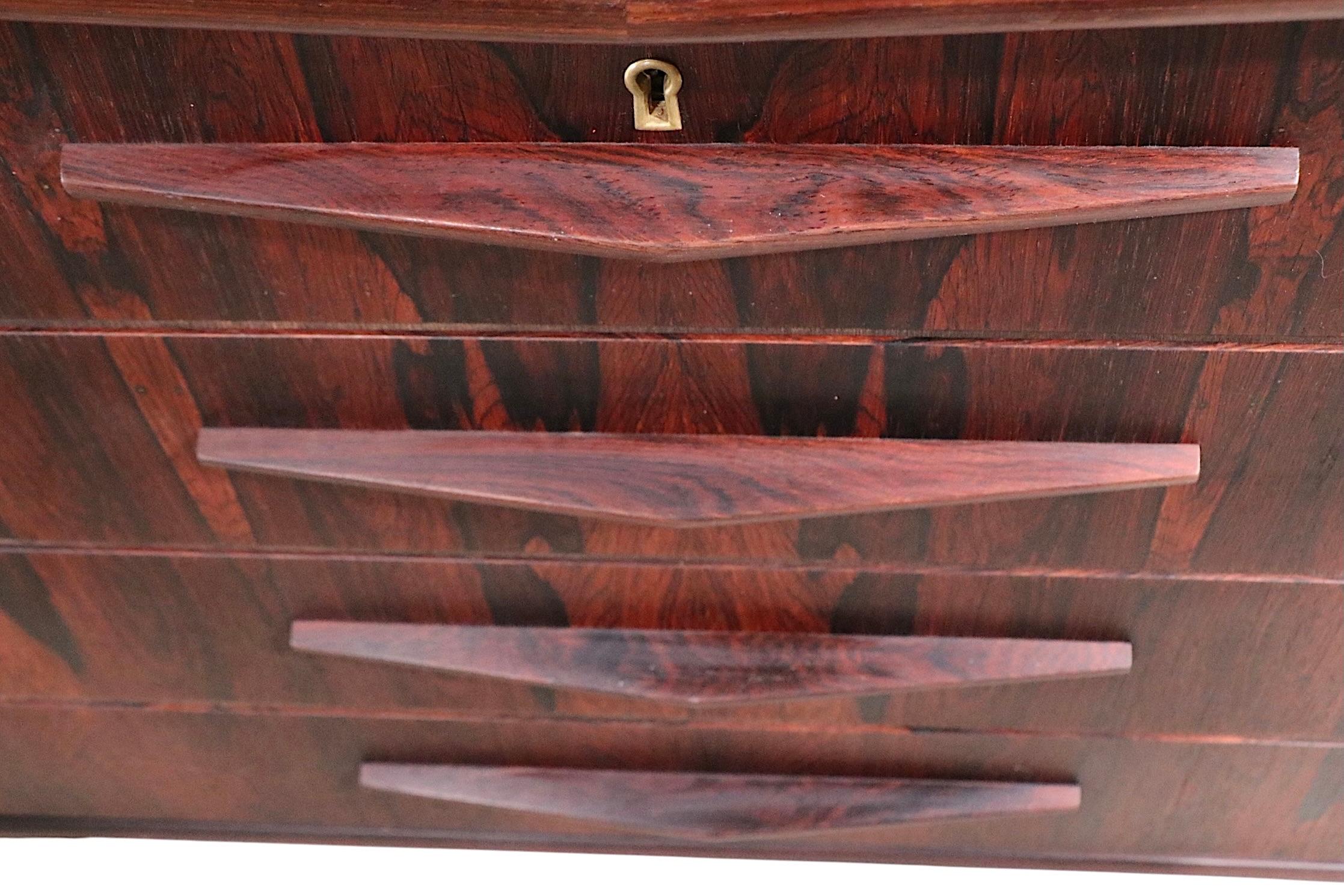 Mid Century Danish Modern Rosewood Secretary Desk by Toften c. 1950's For Sale 7