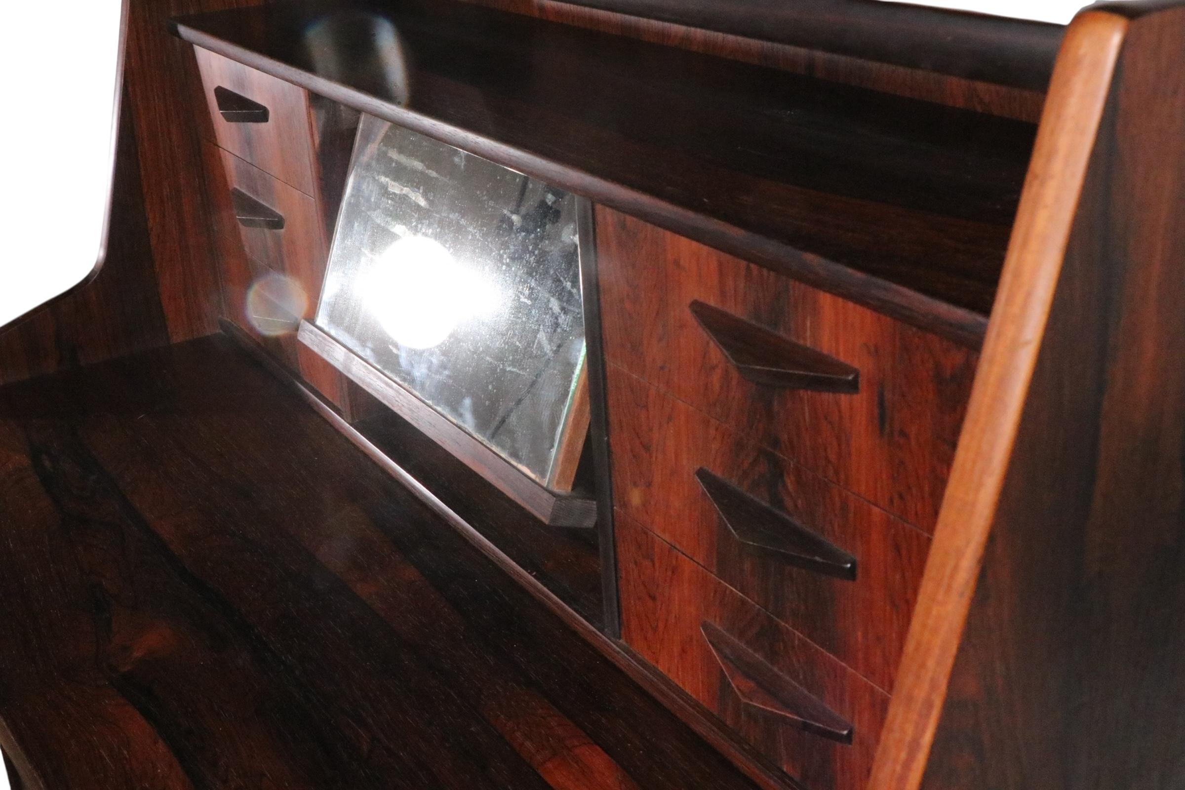 Mid Century Danish Modern Rosewood Secretary Desk by Toften c. 1950's For Sale 9