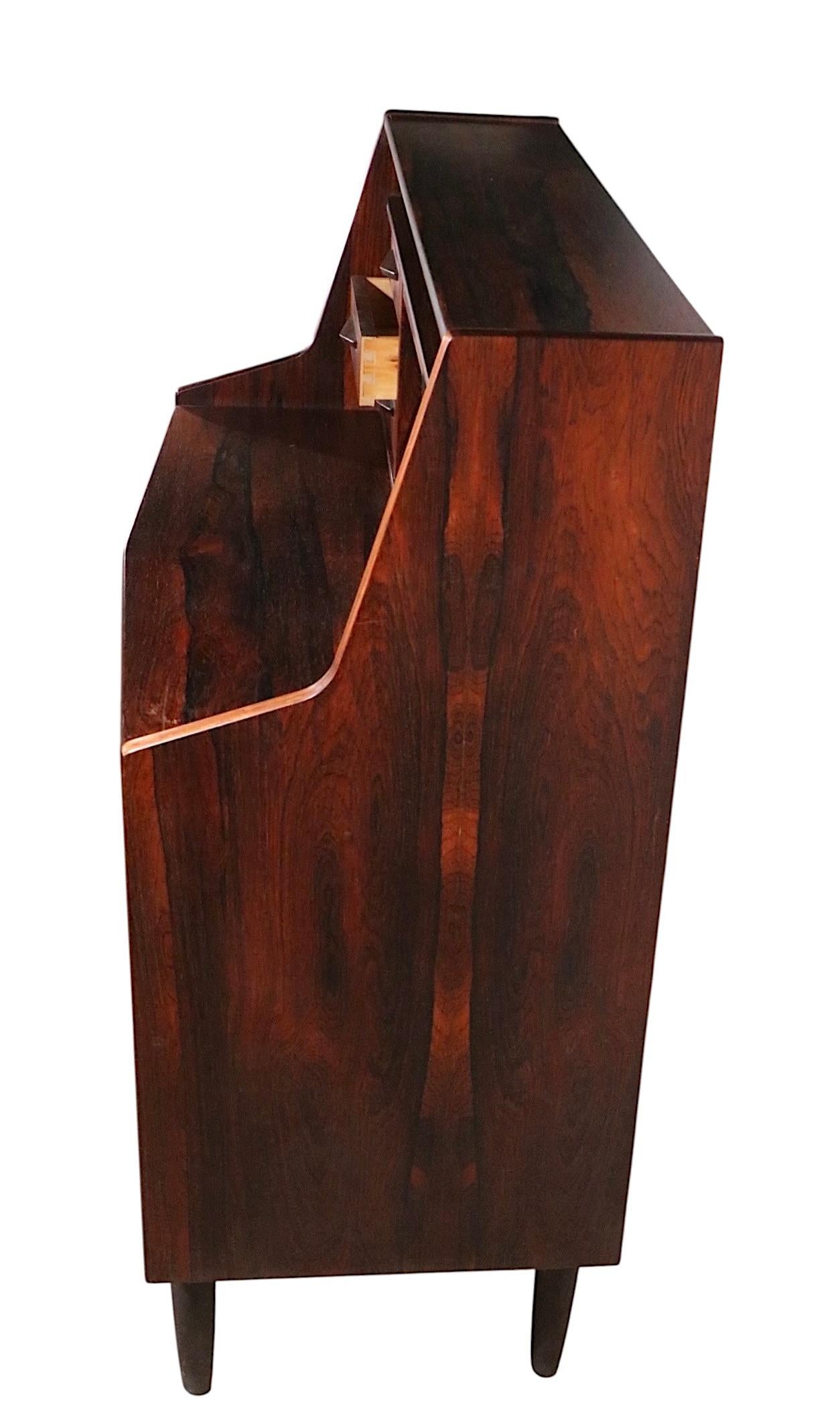 Scandinavian Modern Mid Century Danish Modern Rosewood Secretary Desk by Toften c. 1950's For Sale