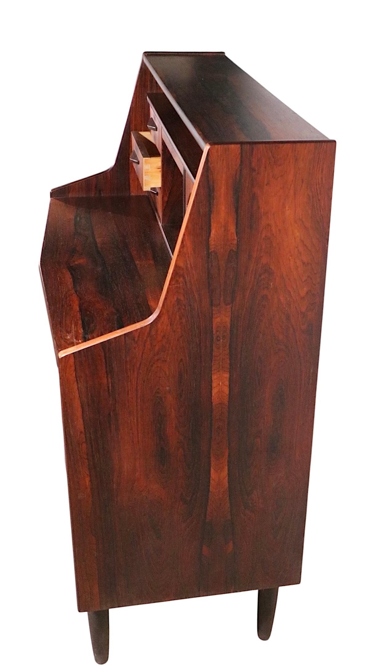 Mid Century Danish Modern Rosewood Secretary Desk by Toften c. 1950's In Good Condition For Sale In New York, NY