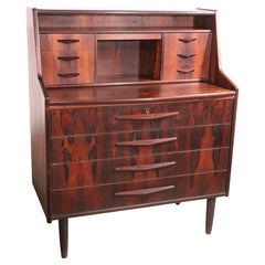 Mid Century Danish Modern Rosewood Secretary Desk by Toften c. 1950's