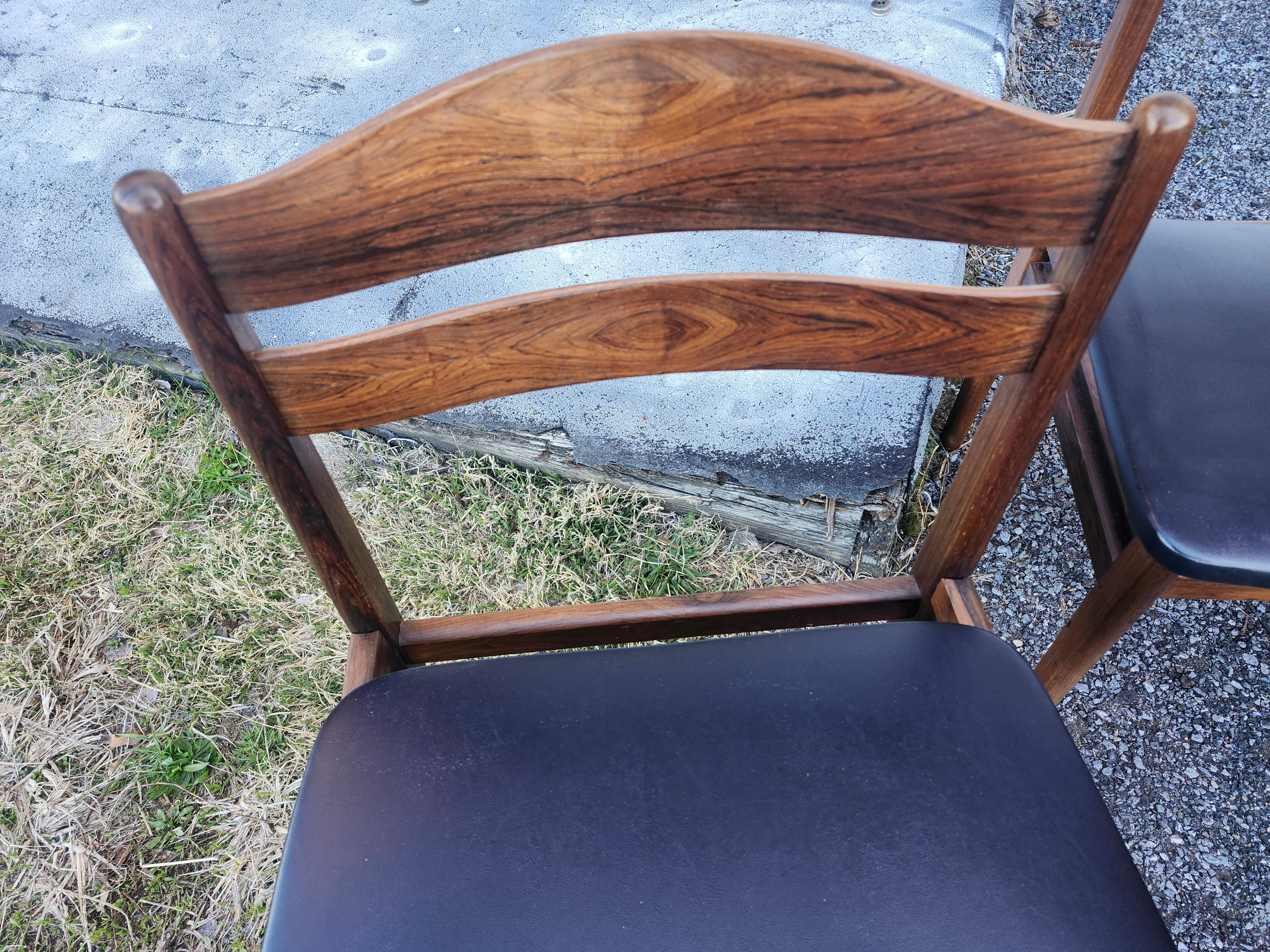 Mid Century Danish Modern Rosewood Set of 8 Dining Chairs by BS Mobelfabrik 1968 For Sale 4