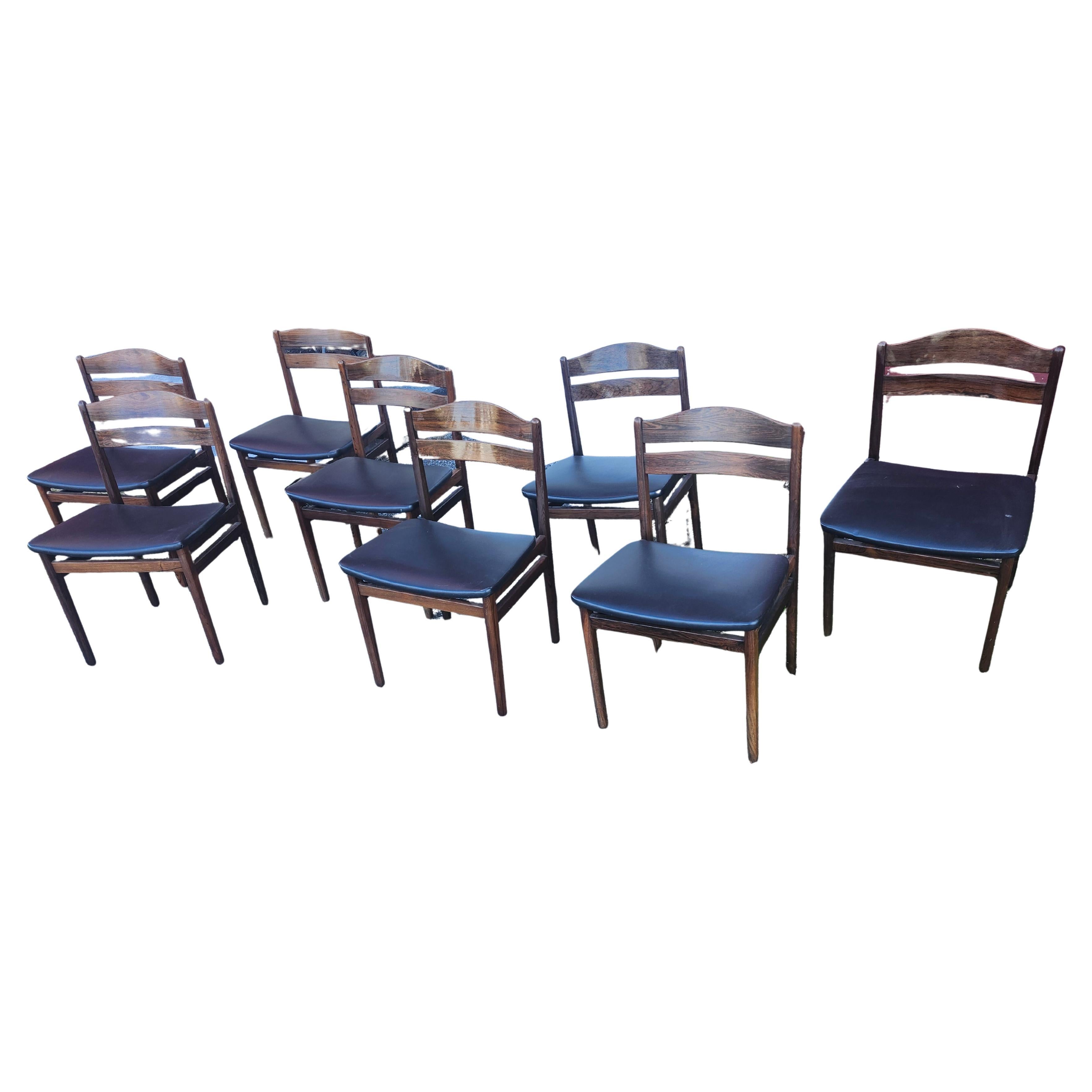 Mid-20th Century Mid Century Danish Modern Rosewood Set of 8 Dining Chairs by BS Mobelfabrik 1968 For Sale
