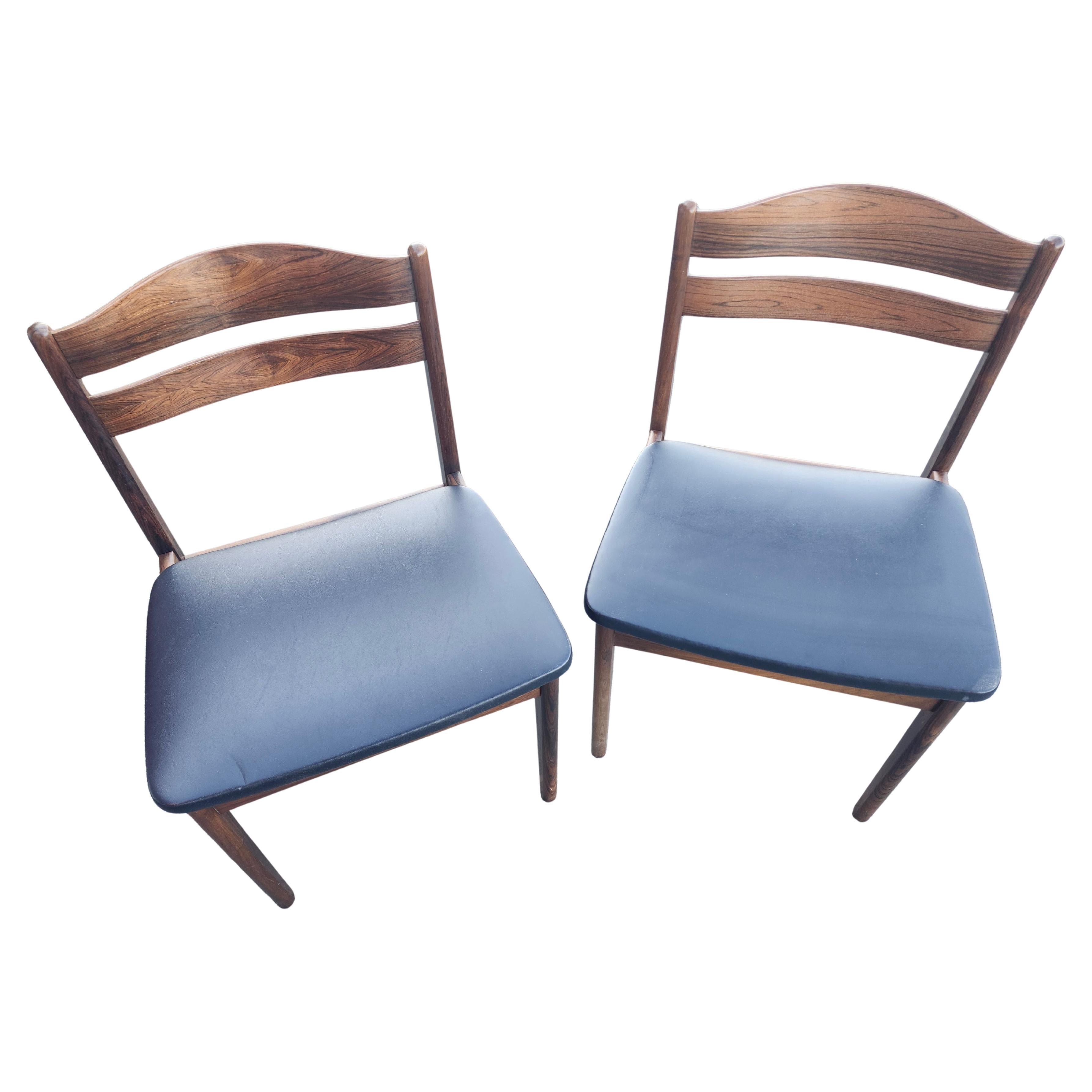 Naugahyde Mid Century Danish Modern Rosewood Set of 8 Dining Chairs by BS Mobelfabrik 1968 For Sale