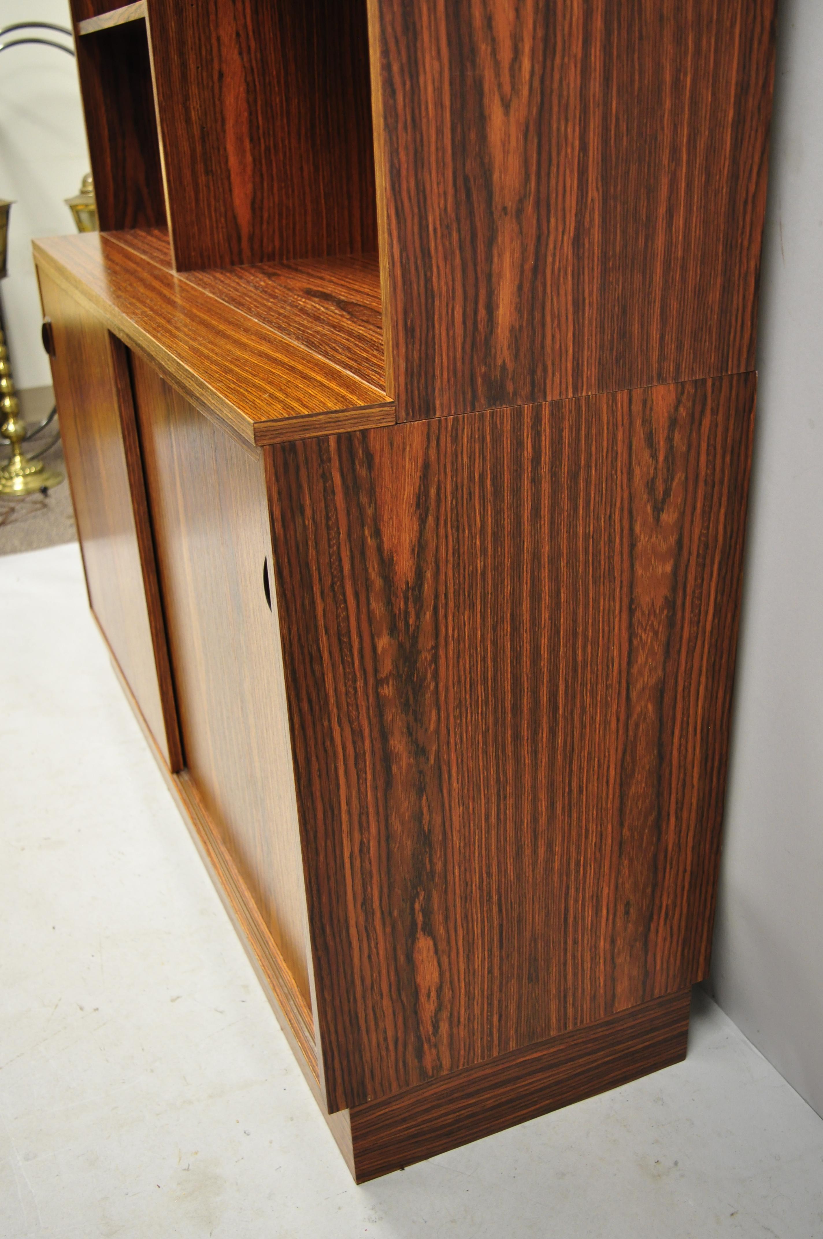 20th Century Midcentury Danish Modern Rosewood Sliding Door Credenza Cabinet Bookcase Hutch