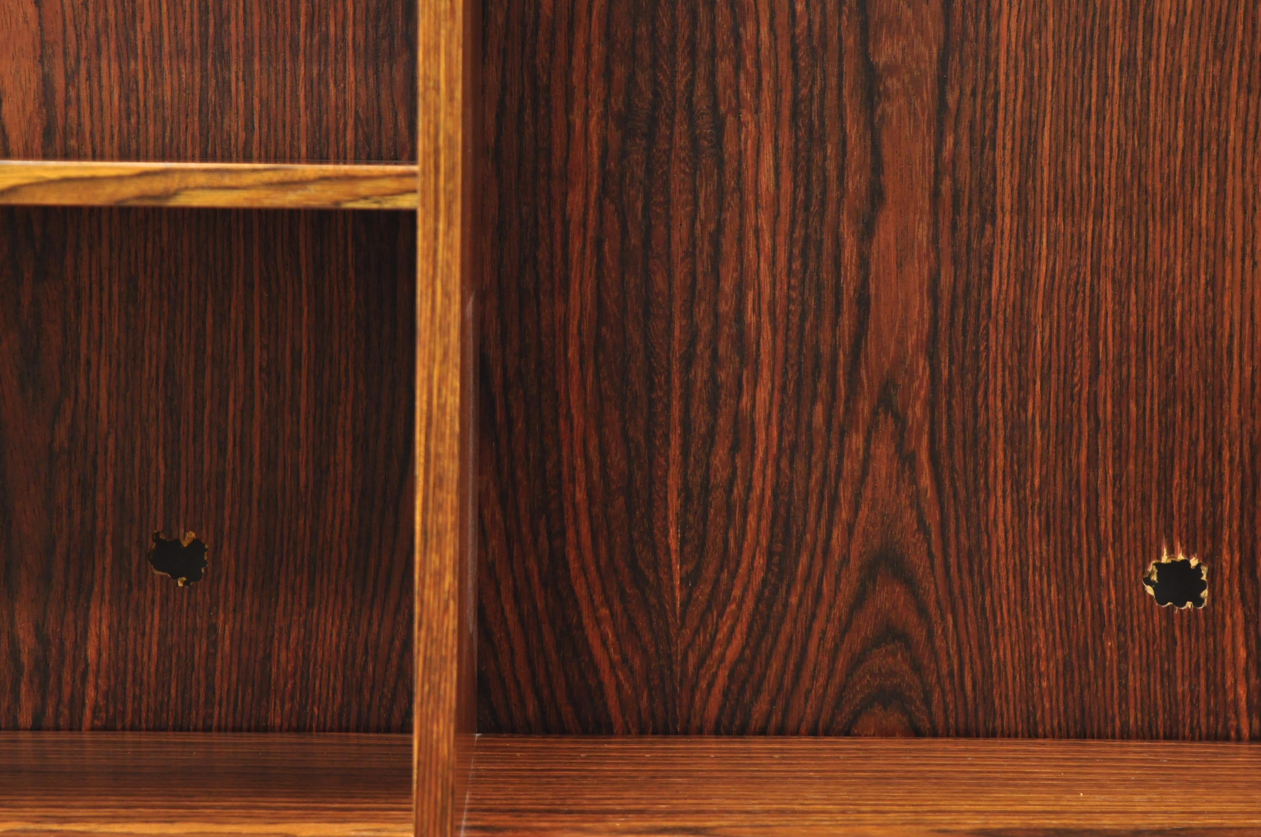 Midcentury Danish Modern Rosewood Sliding Door Credenza Cabinet Bookcase Hutch 1