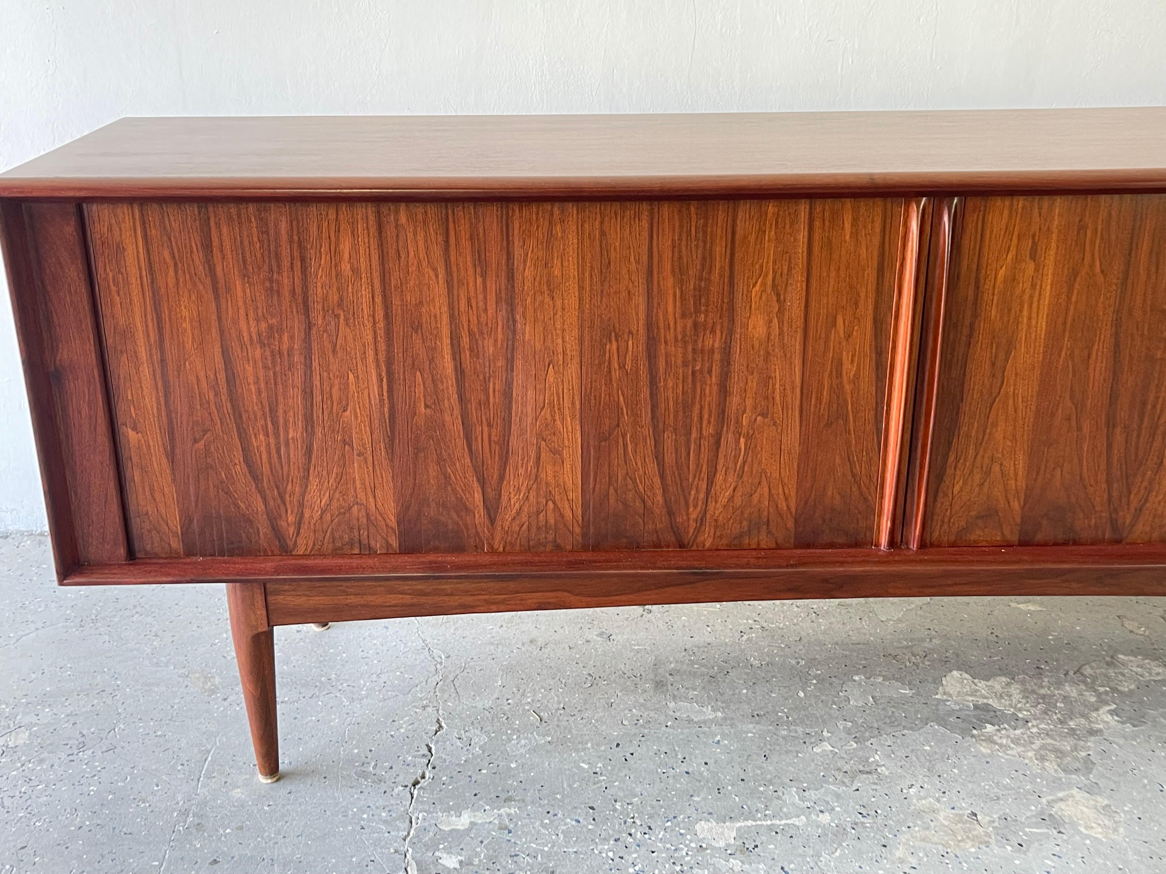 Mid-Century Modern Mid-Century Danish Modern Rosewood Tambour Doors Credenza