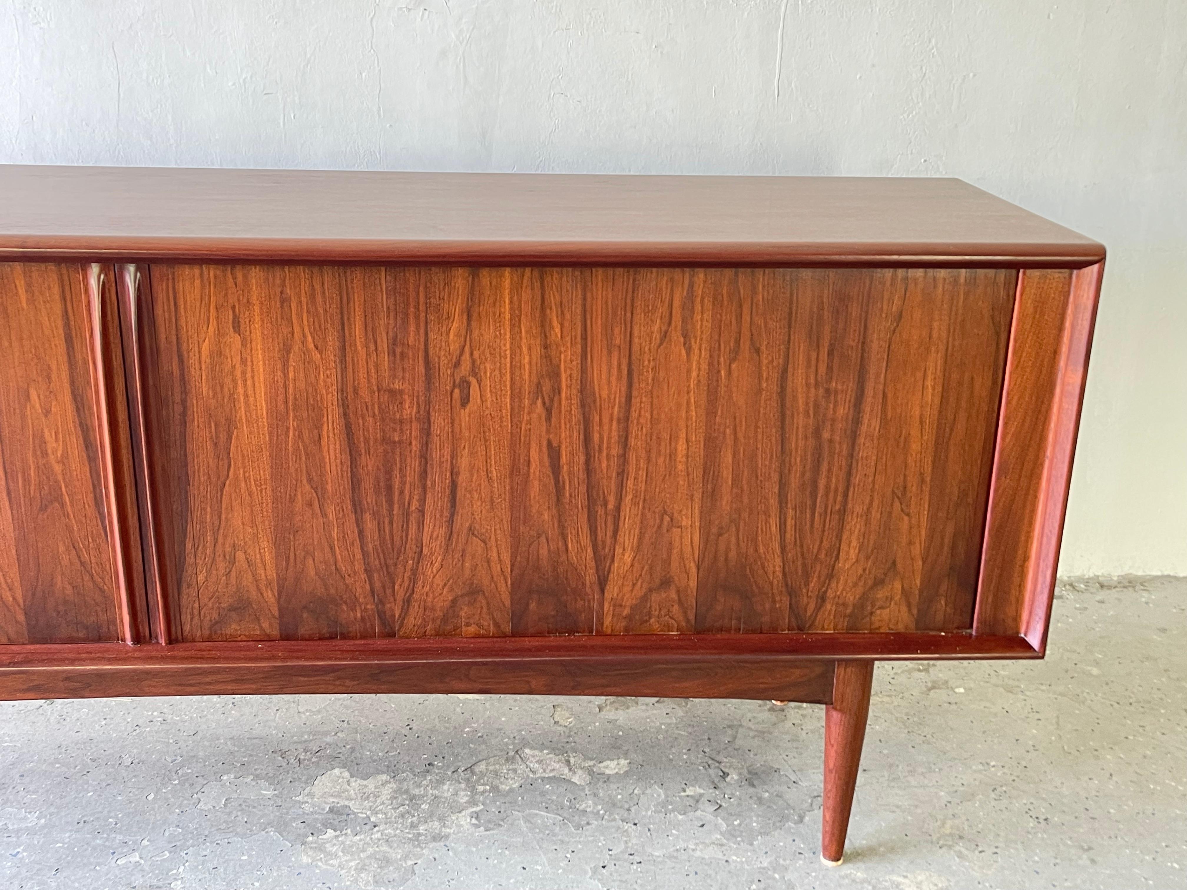 Mid-Century Danish Modern Rosewood Tambour Doors Credenza In Good Condition In Las Vegas, NV