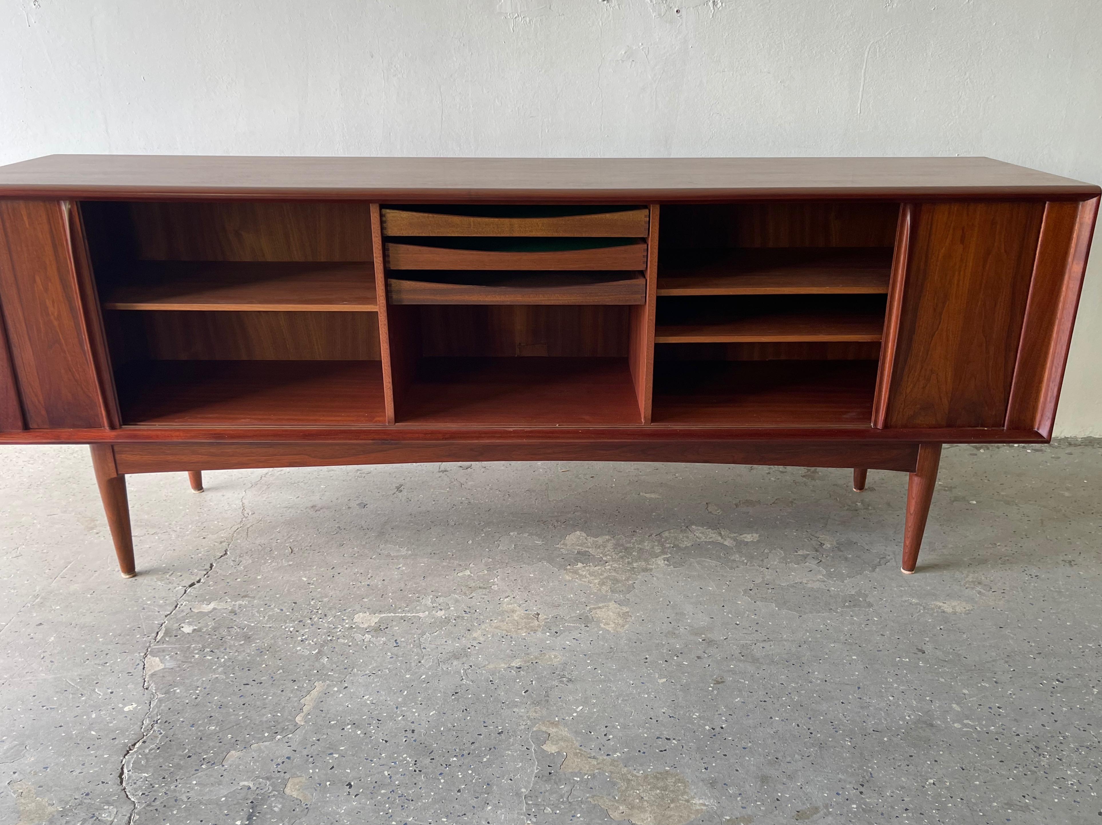 Mid-20th Century Mid-Century Danish Modern Rosewood Tambour Doors Credenza