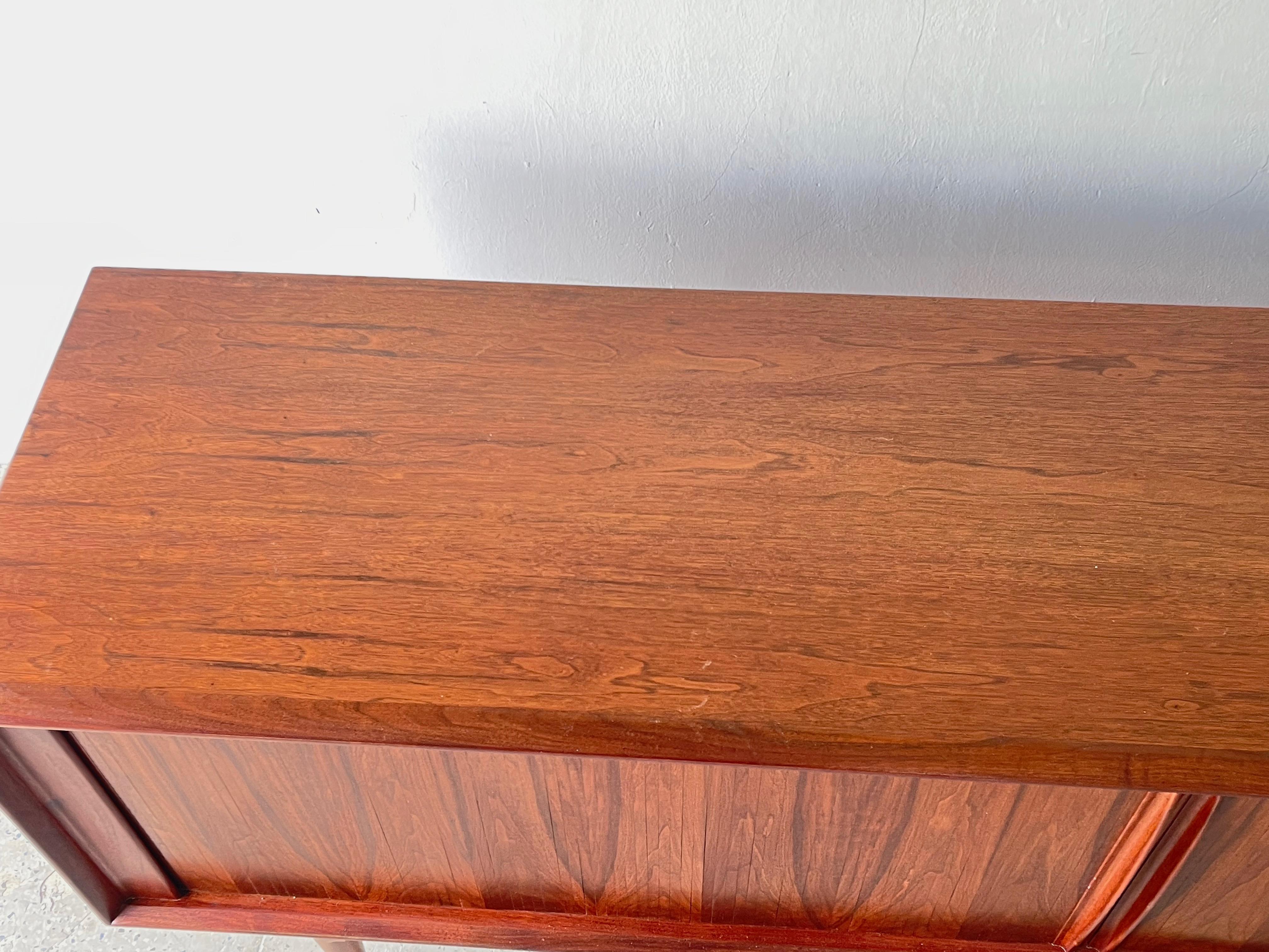 Mid-Century Danish Modern Rosewood Tambour Doors Credenza 1