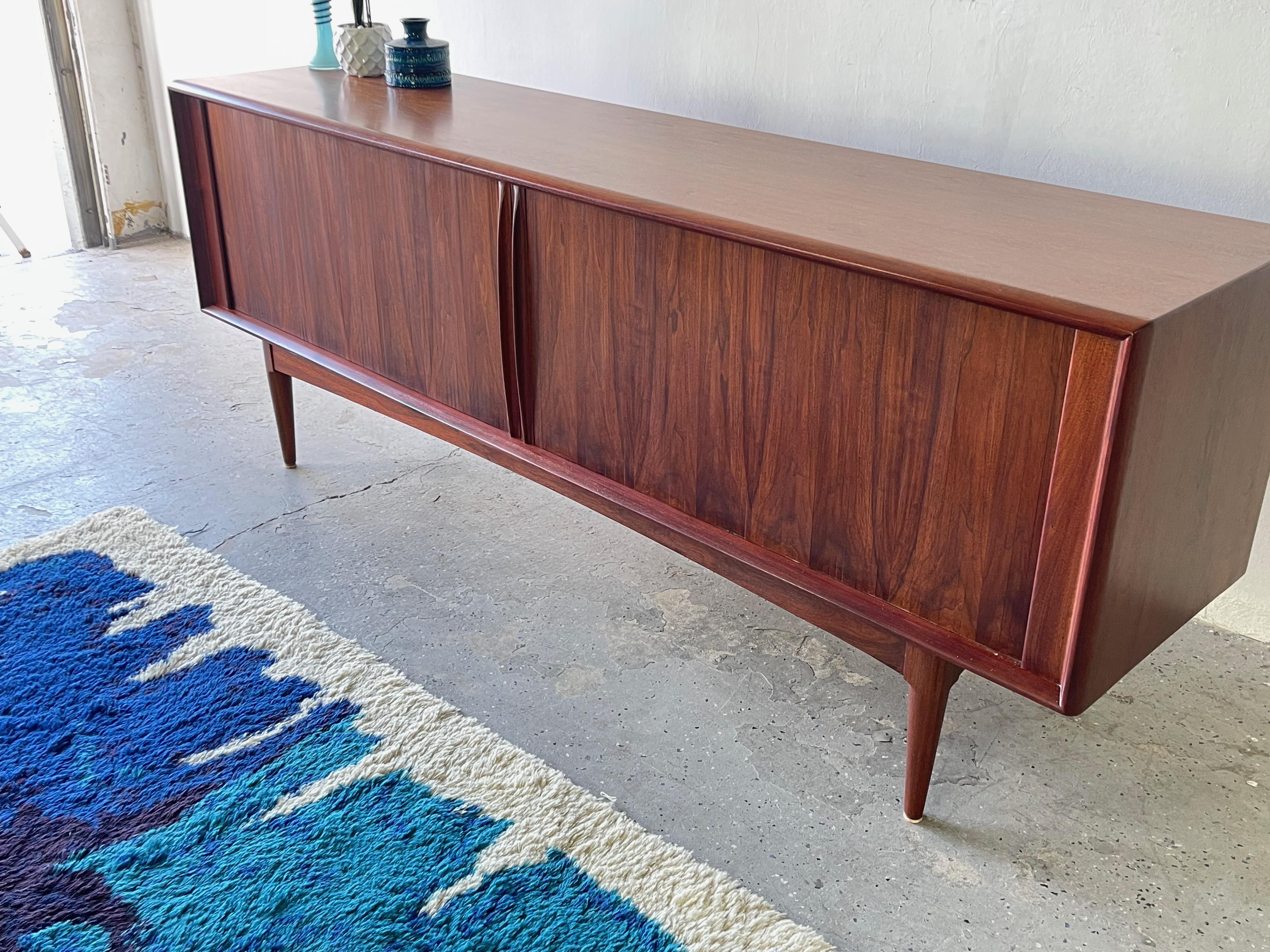 Mid-Century Danish Modern Rosewood Tambour Doors Credenza 3