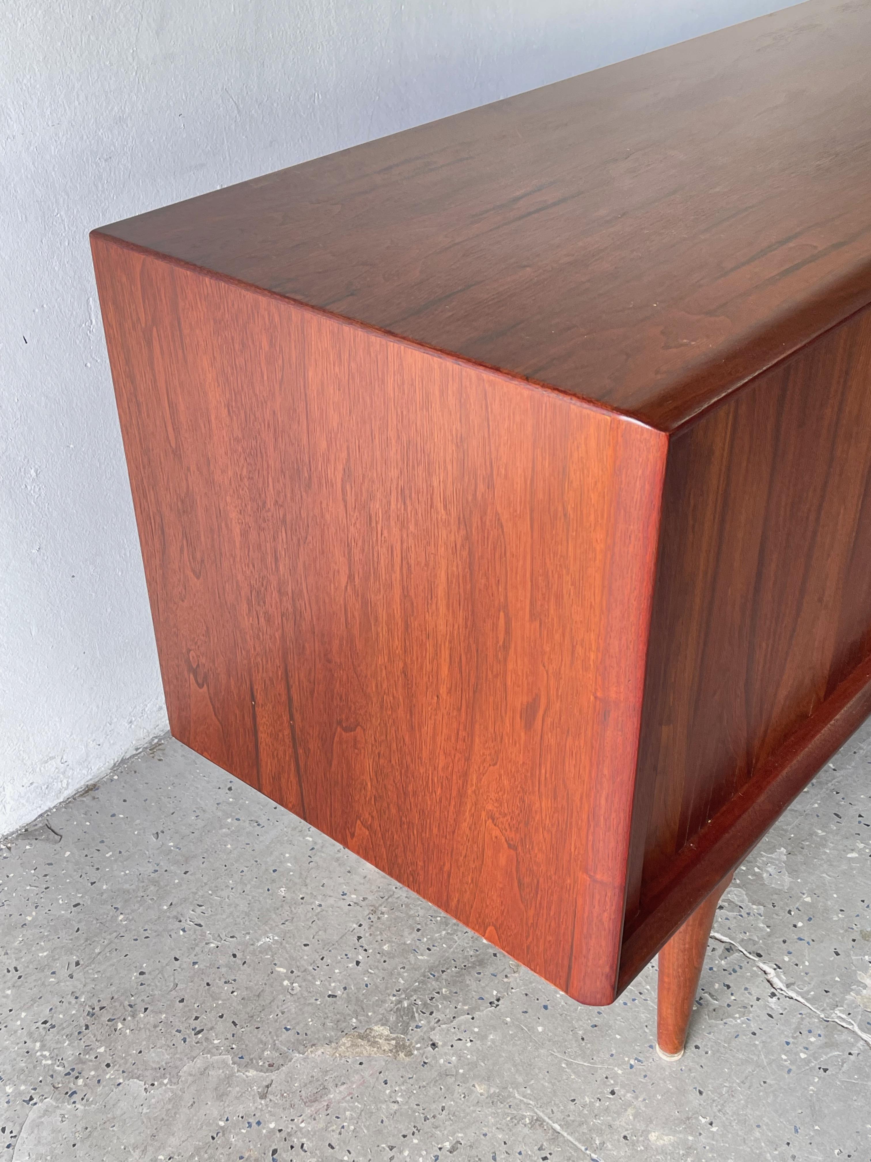 Mid-Century Danish Modern Rosewood Tambour Doors Credenza 4