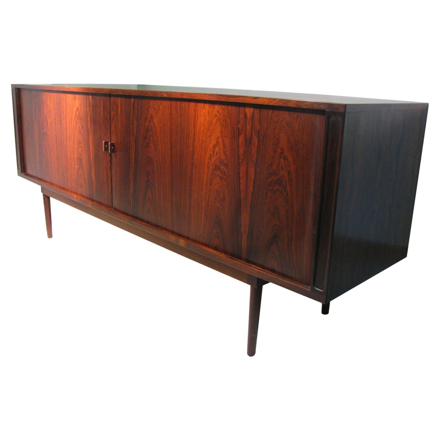 Midcentury Danish Modern Rosewood Tambour Doors Credenza Peter Lovig Nielsen