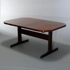 Mid-Century Danish Modern Rosewood Trestle Dining Table & 2 Leaves, 20th C