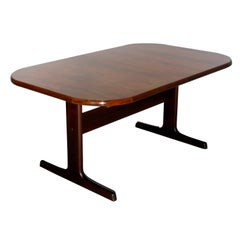 Mid-Century Danish Modern Rosewood Trestle Dining Table & 2 Leaves, 20th C