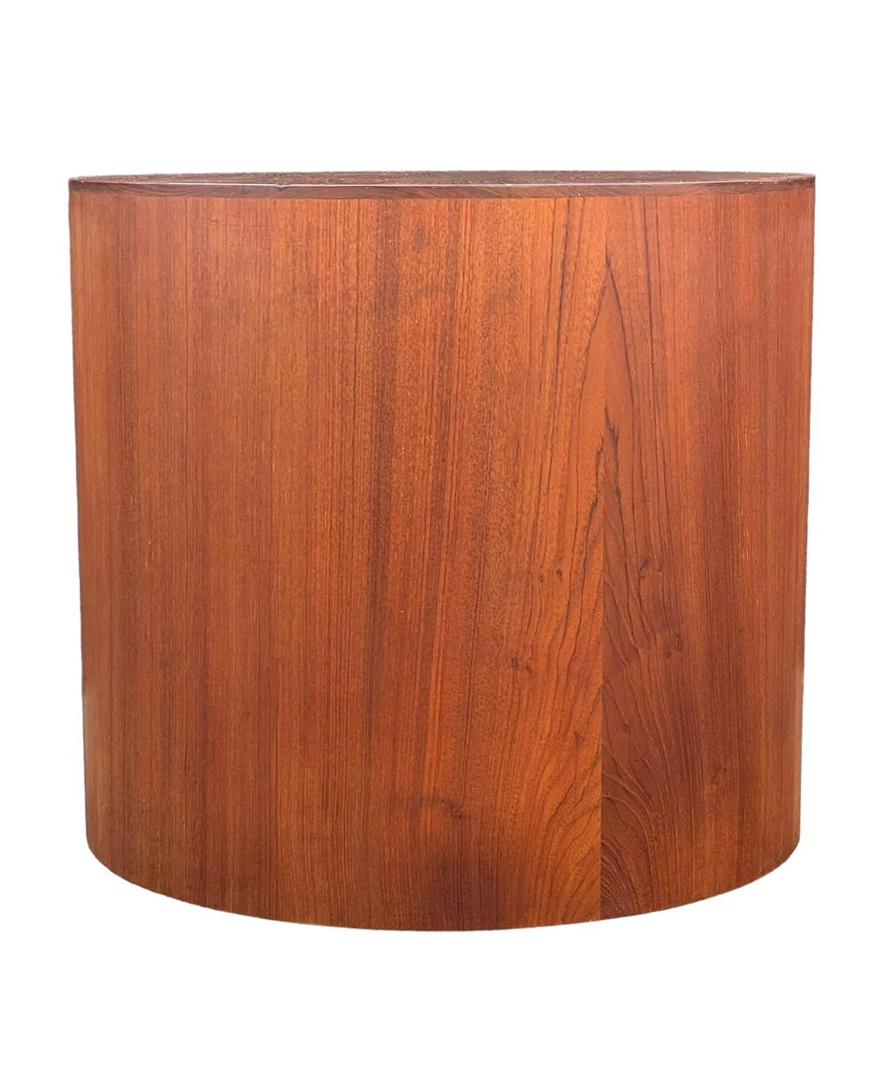 Mid-20th Century Mid Century Danish Modern Round Circular Teak Drum Table as Side or Coffee Table For Sale