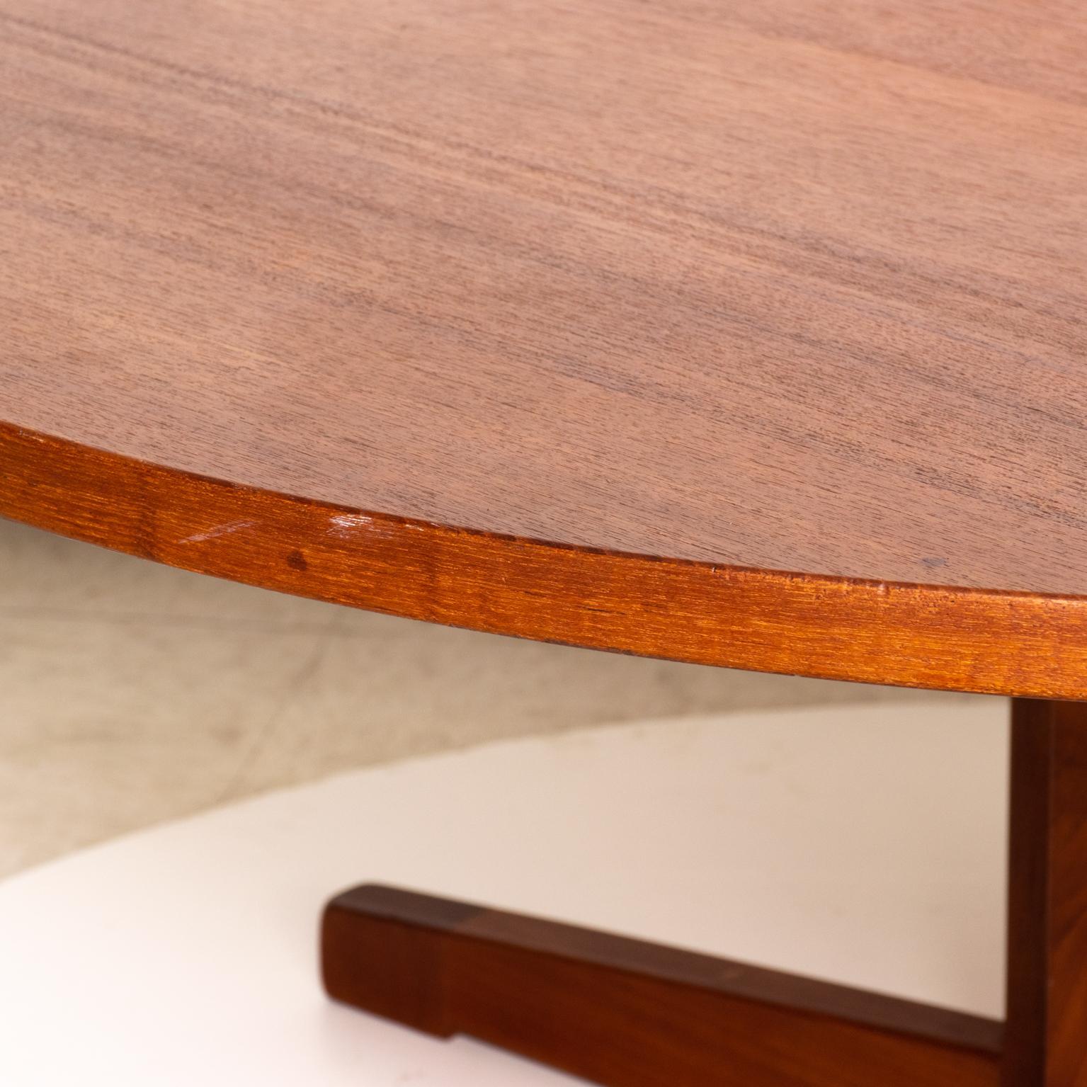 Oiled Midcentury Danish Modern Round Coffee Table Solid Teak Wood, Rare