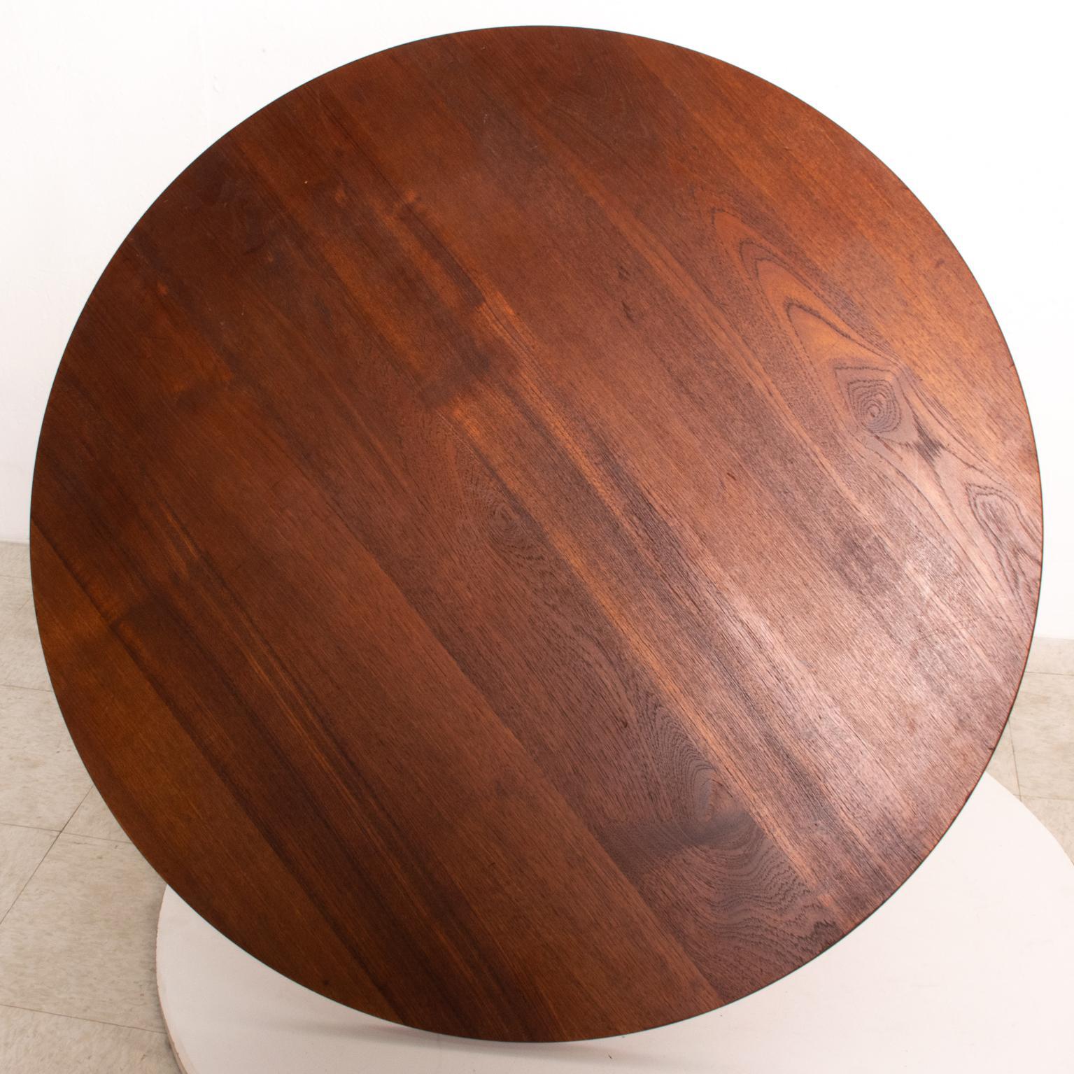 Midcentury Danish Modern Round Coffee Table Solid Teak Wood, Rare 1