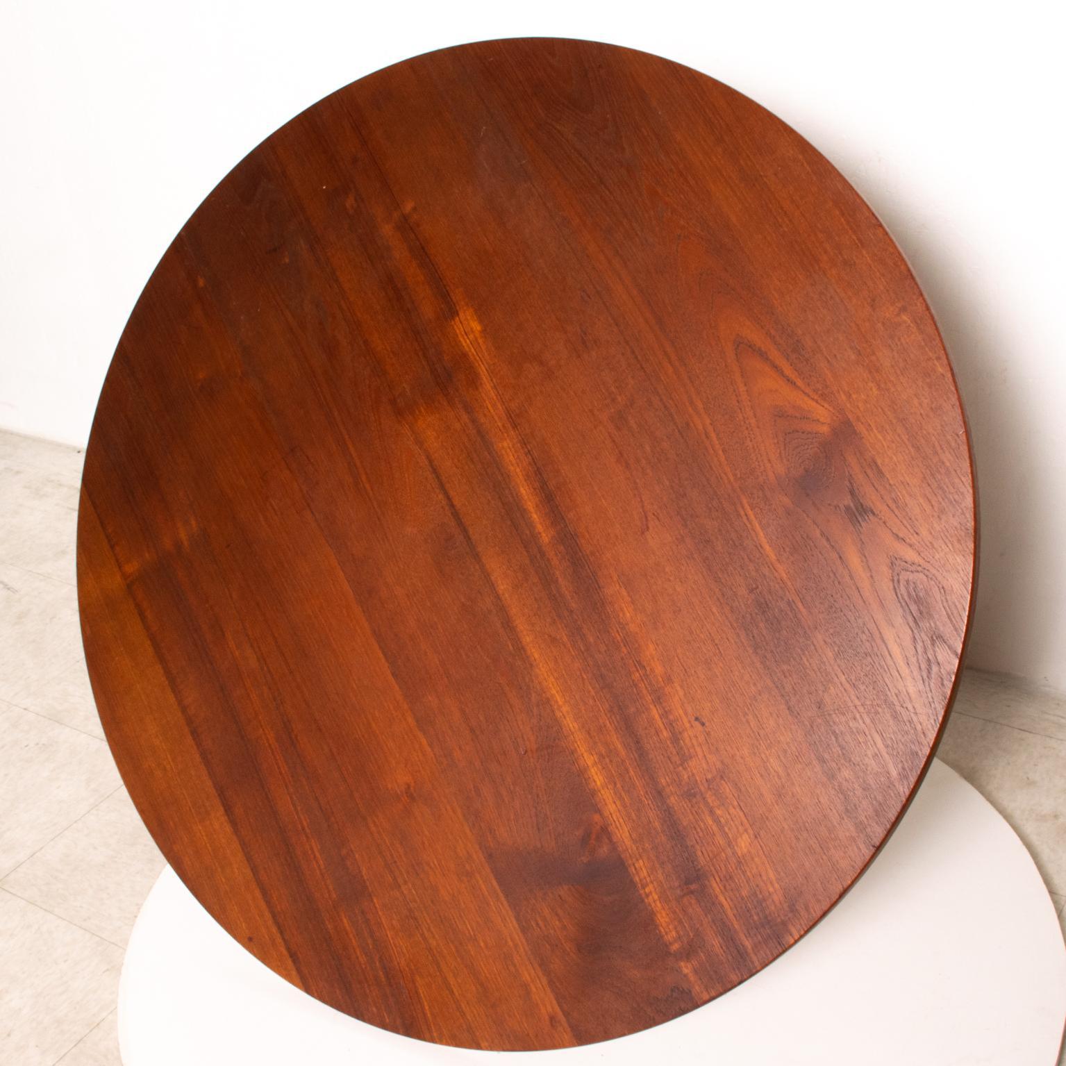 Midcentury Danish Modern Round Coffee Table Solid Teak Wood, Rare 2