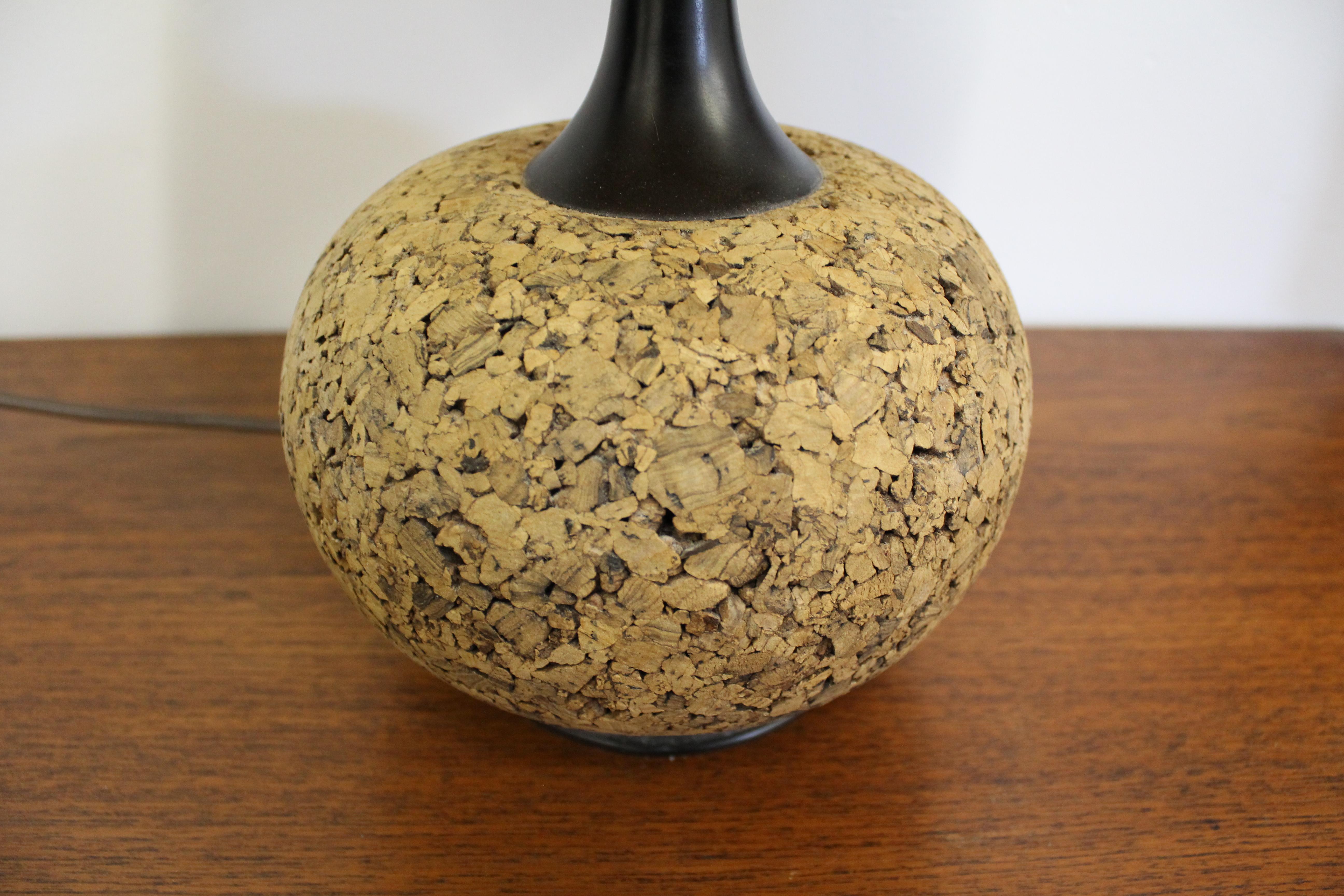 mid century cork lamp