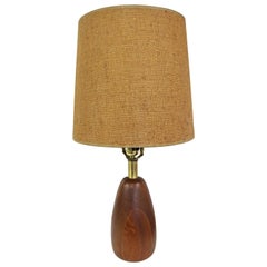 Midcentury Danish Modern Round Teak Bulb Table Lamp