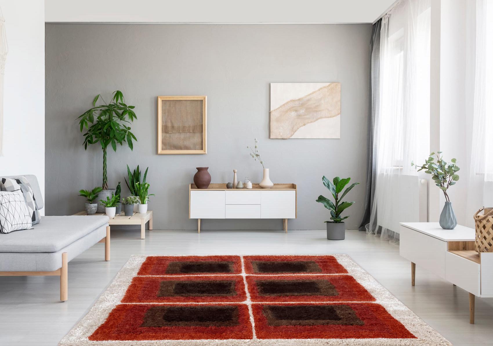 Mid Century Danish Modern Rya Style Shag Area Rug After Verner Panton In New Condition In Philadelphia, PA