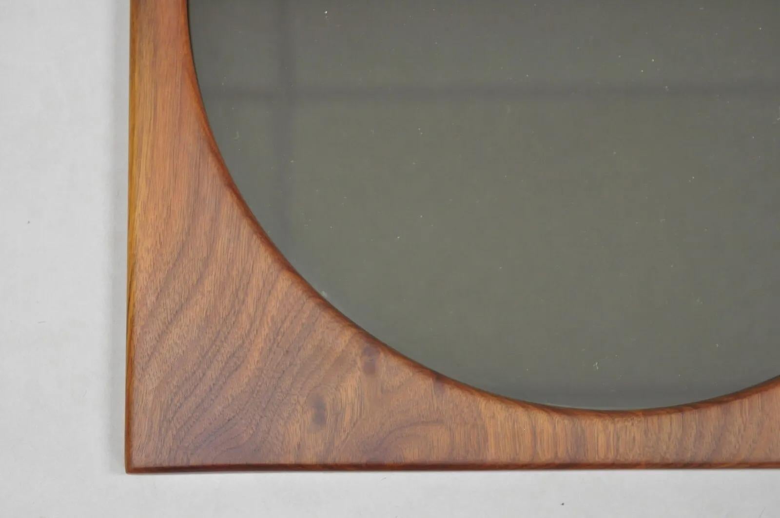 Mid Century Danish Modern Sculpted Teak Wood Mirrors - 3 pc Set For Sale 1