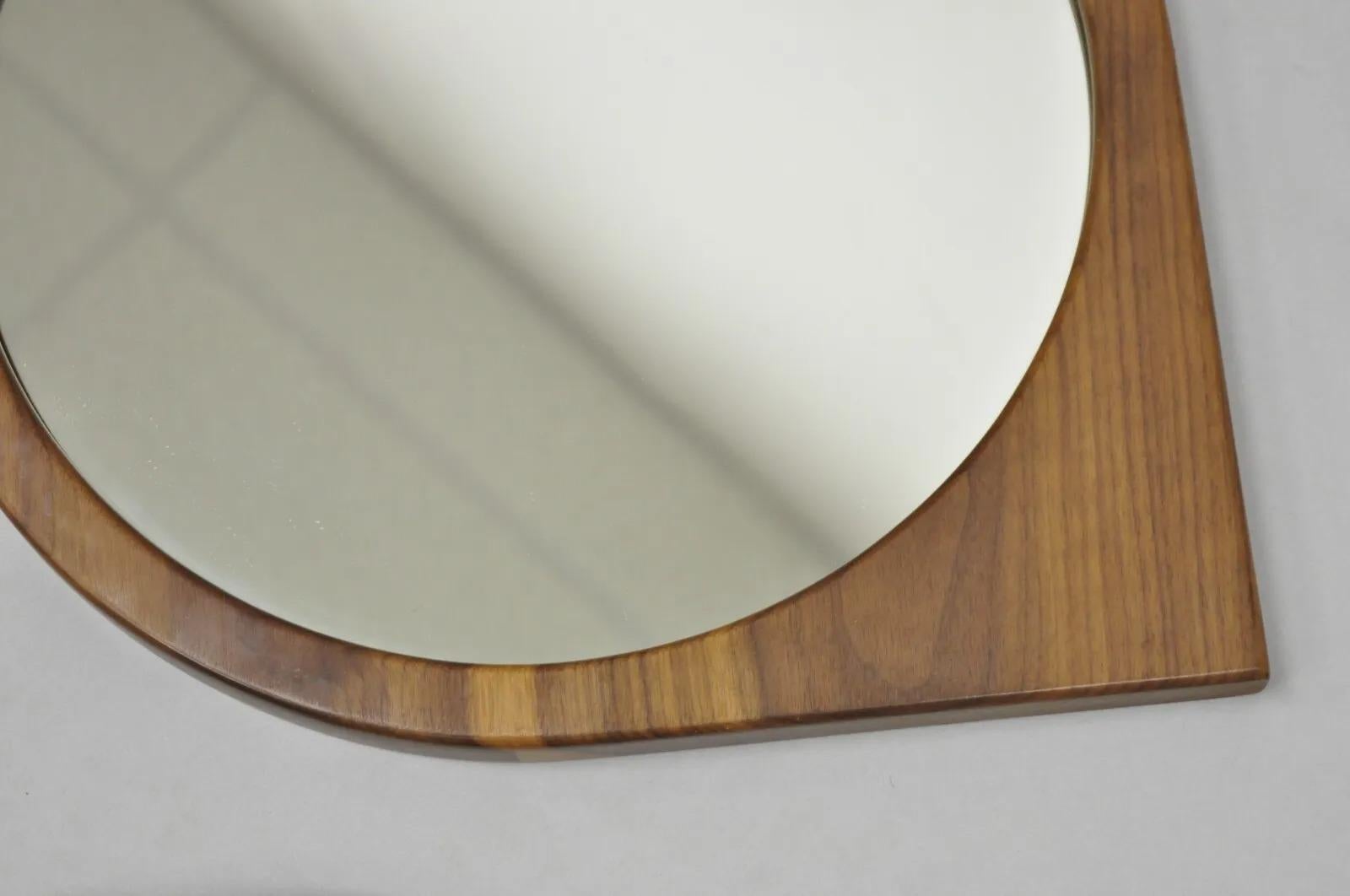 Mid Century Danish Modern Sculpted Teak Wood Mirrors - 3 pc Set For Sale 2