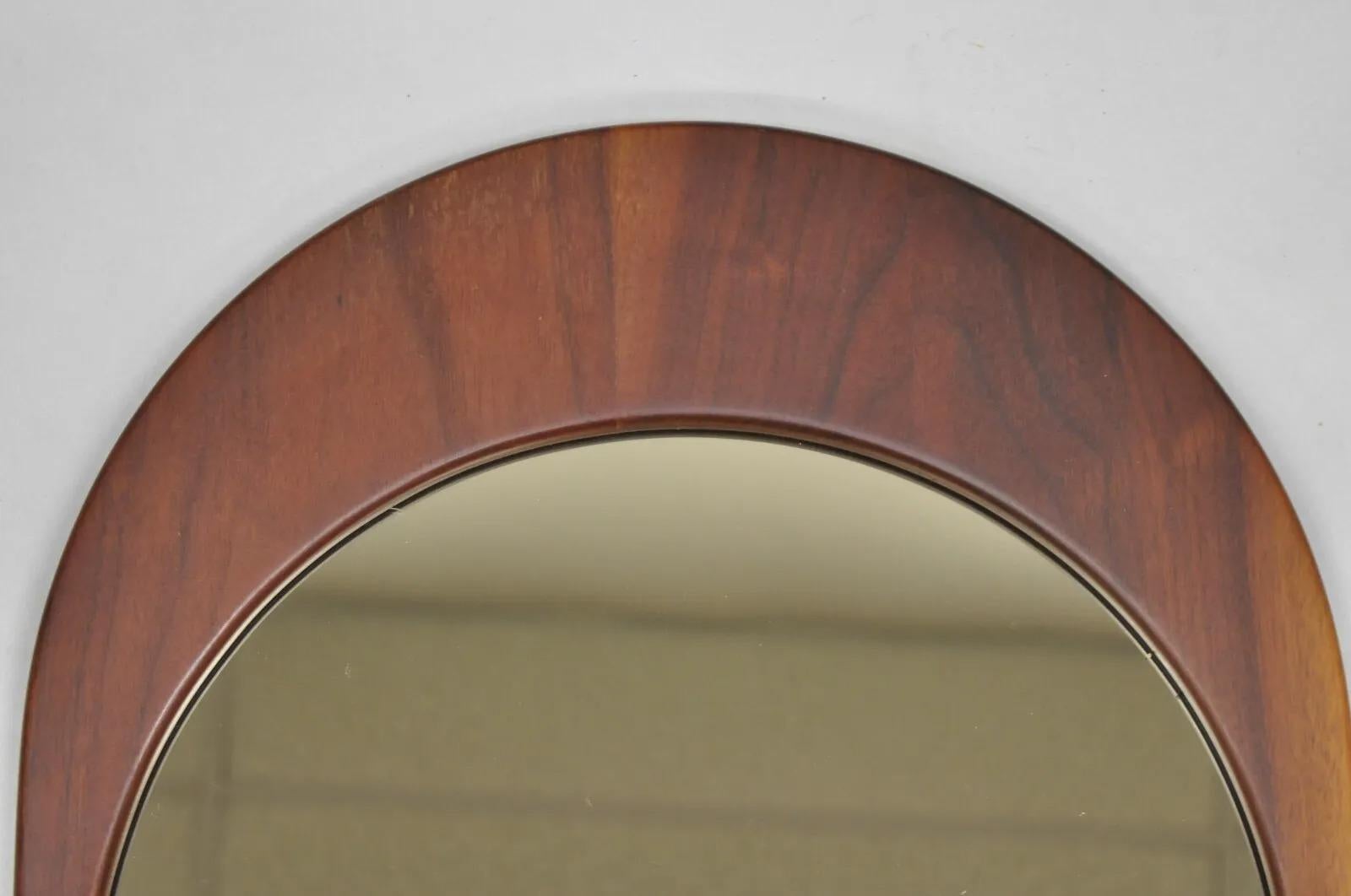 Mid Century Danish Modern Sculpted Teak Wood Mirrors - 3 pc Set For Sale 3