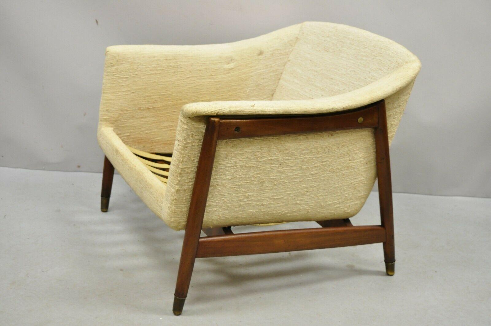 Mid-Century Modern Mid-Century Danish Modern Sculpted Walnut Barrel Back Club Lounge Chair