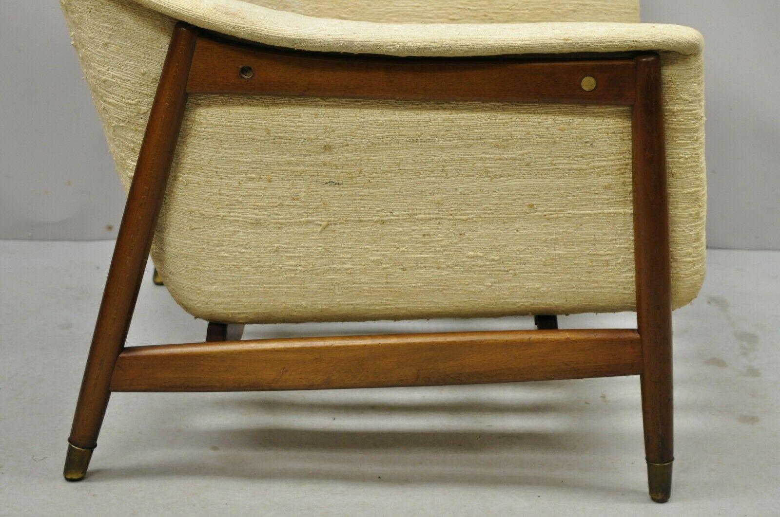 Mid-Century Danish Modern Sculpted Walnut Barrel Back Club Lounge Chair In Good Condition In Philadelphia, PA