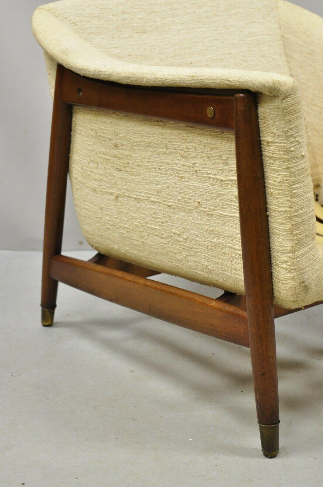 20th Century Mid-Century Danish Modern Sculpted Walnut Barrel Back Club Lounge Chair