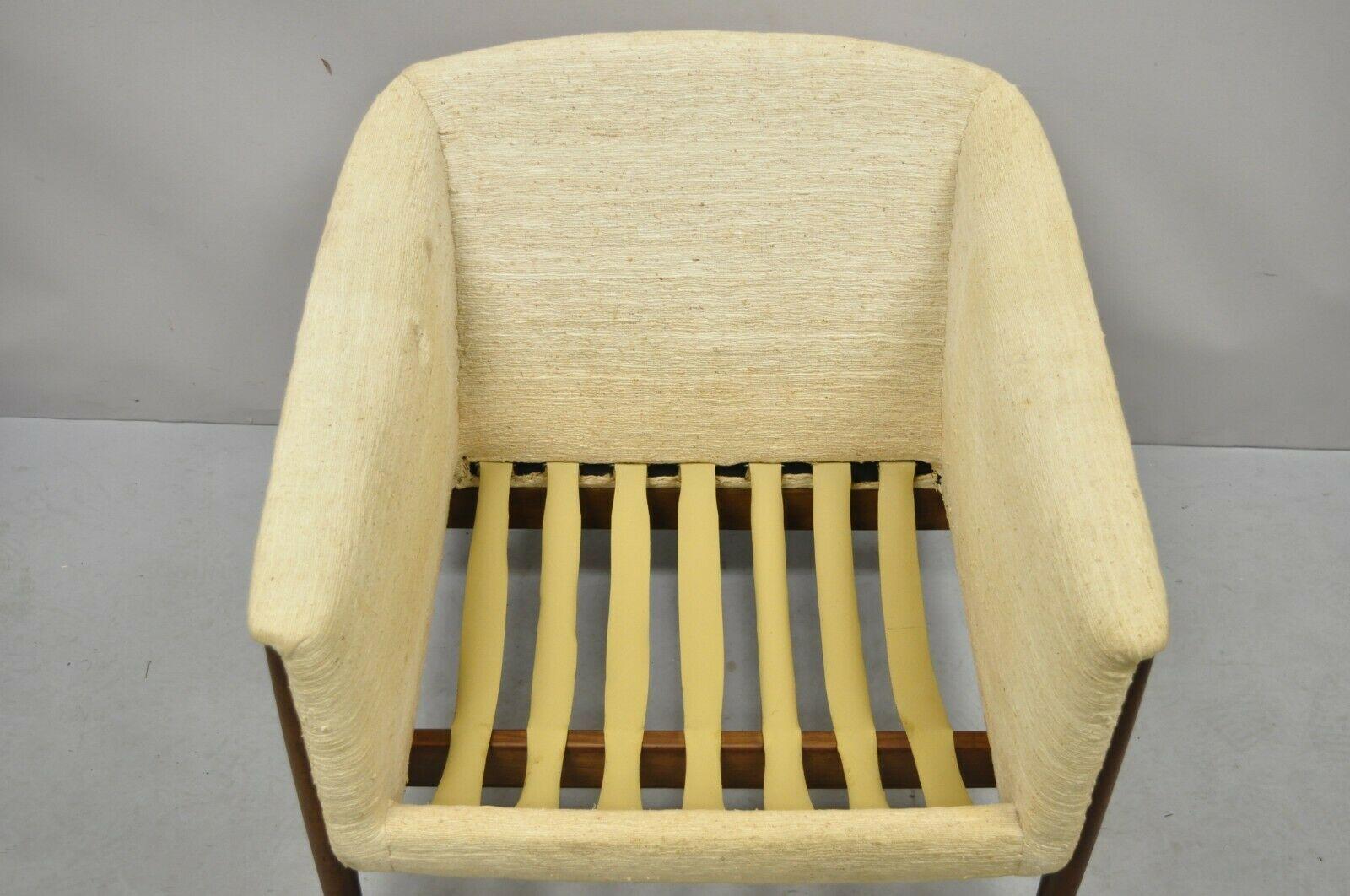 Mid-Century Danish Modern Sculpted Walnut Barrel Back Club Lounge Chair 1