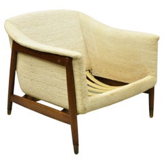 Mid-Century Danish Modern Sculpted Walnut Barrel Back Club Lounge Chair