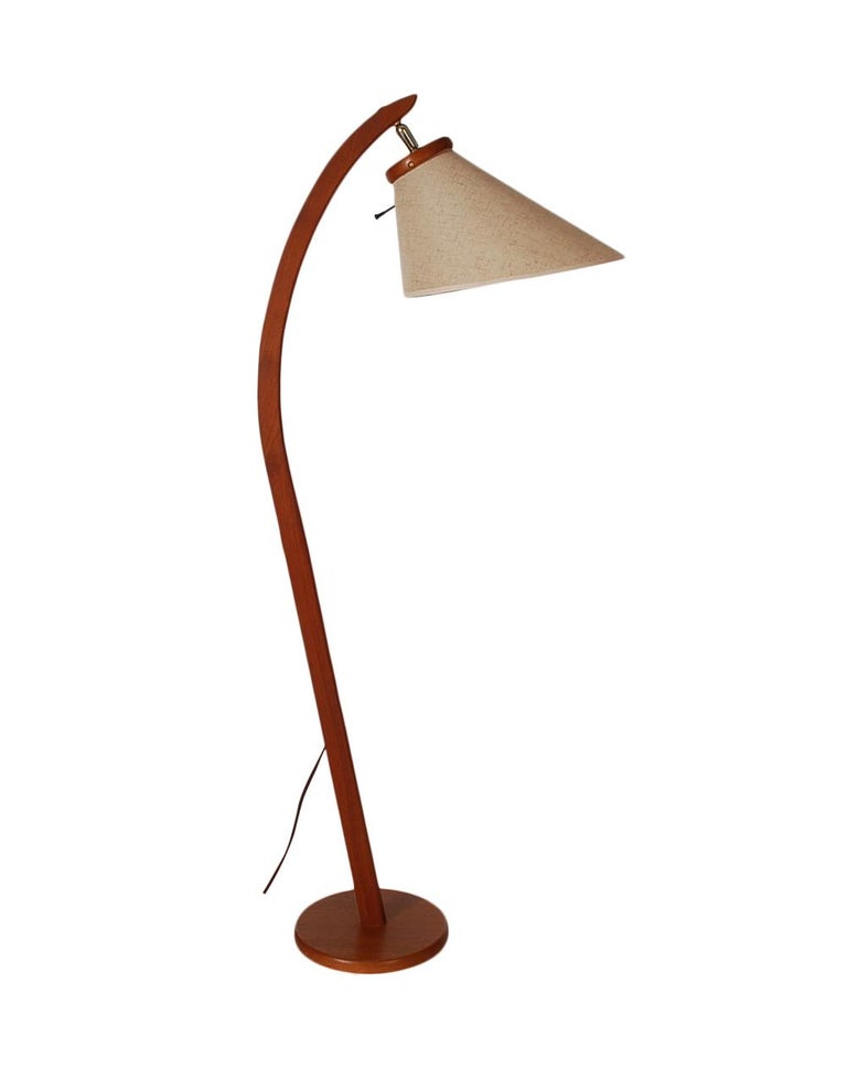 Midcentury Danish Modern Sculptural Floor Lamp in Teak with Original