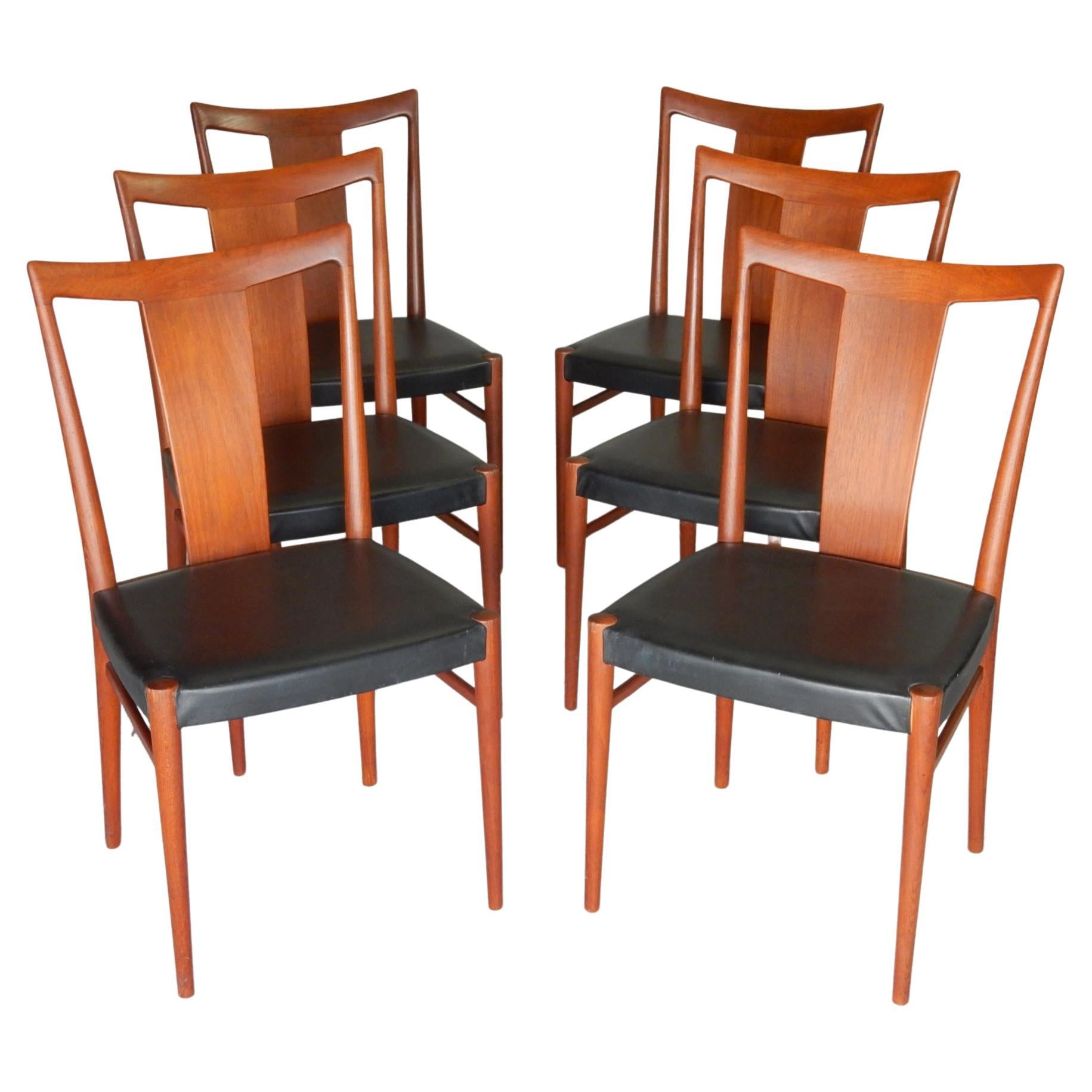 Mid-Century Danish Modern Sculptural Teak Dining Chairs 6 For Sale
